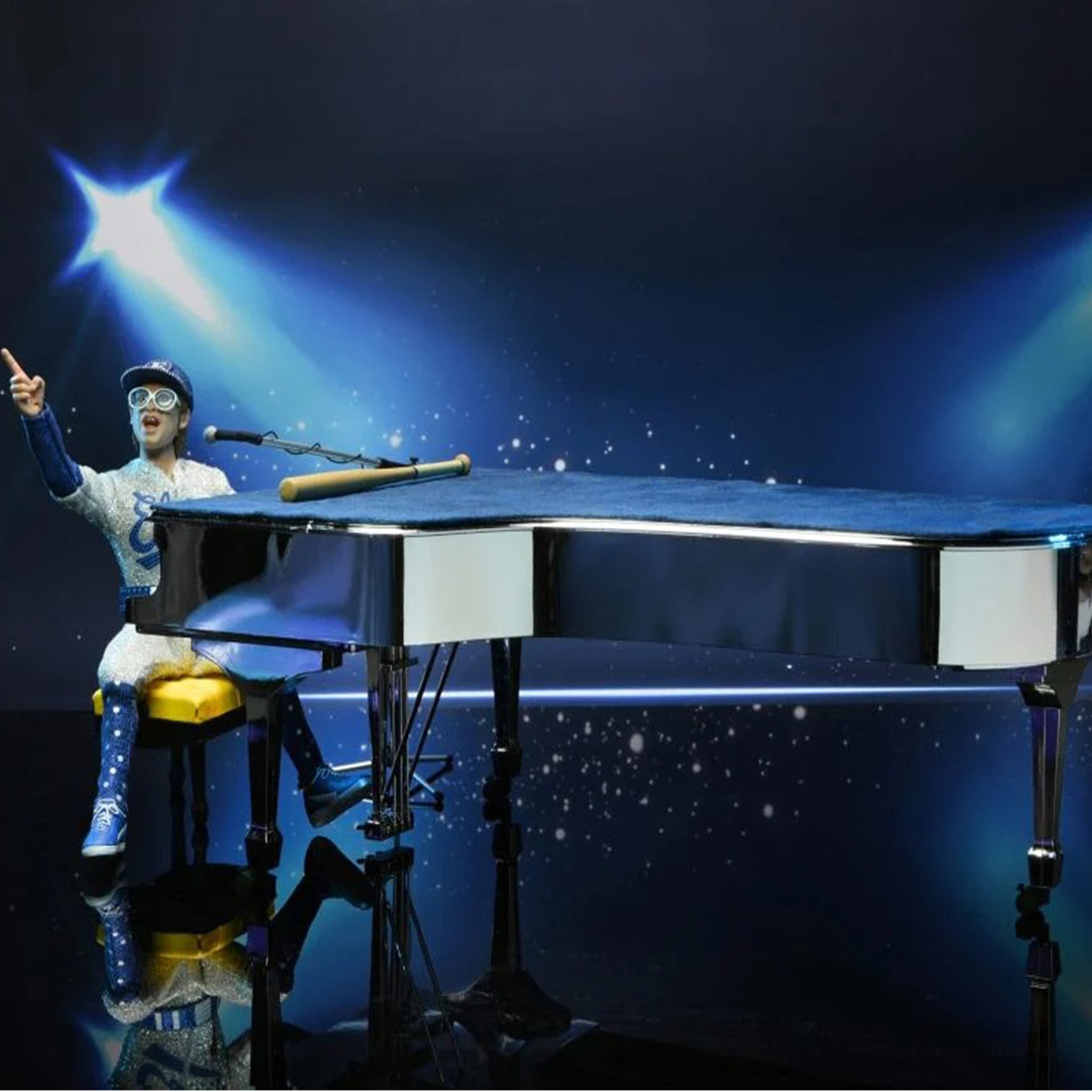 NECA Elton John With Piano Deluxe Retro Clothed Action Figure – Music, NECA, 20 cm, brand new collector item, Uncanny Collectibles Dublin Ireland