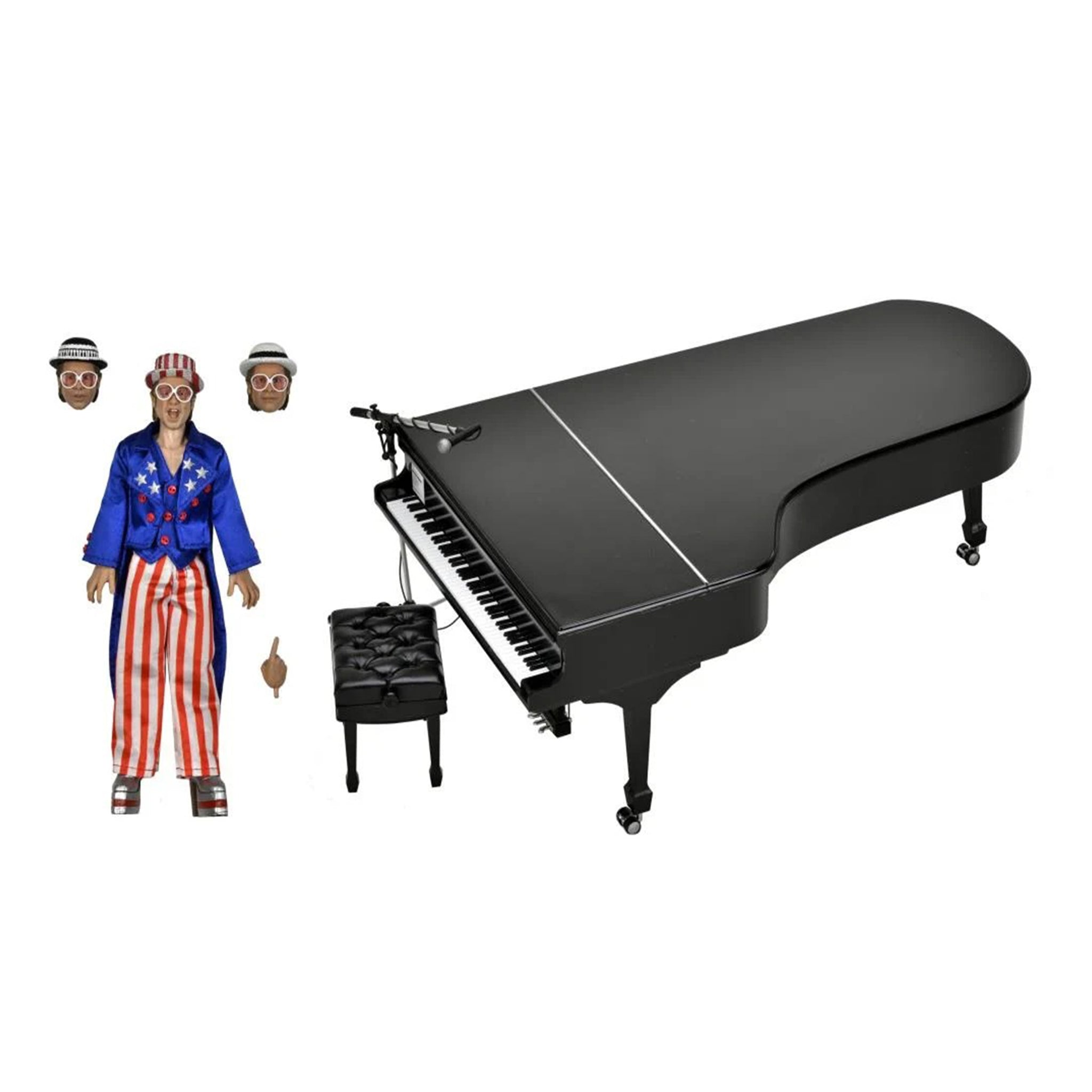 NECA Elton John With Piano Deluxe Retro Clothed Action Figure – Music, NECA, 20 cm, brand new collector item, Uncanny Collectibles Dublin Ireland