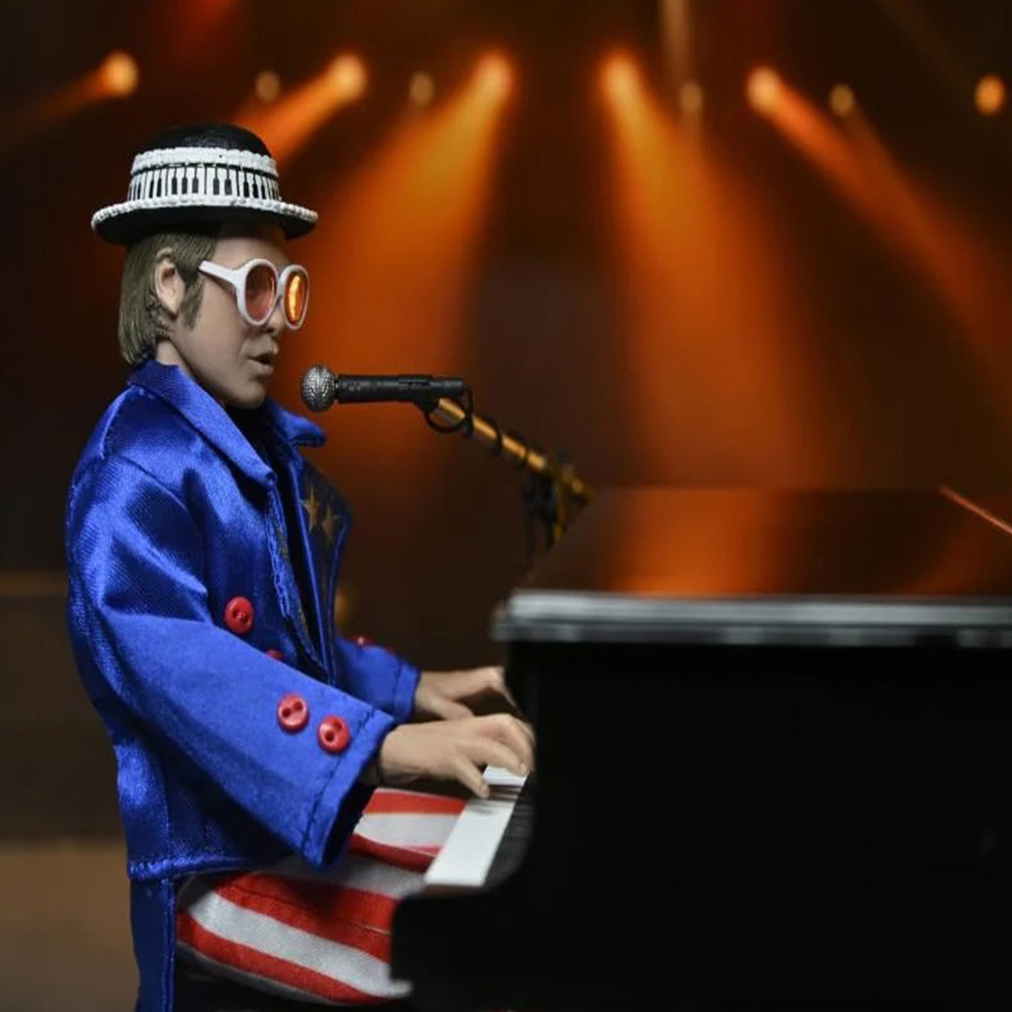 NECA Elton John With Piano Deluxe Retro Clothed Action Figure – Music, NECA, 20 cm, brand new collector item, Uncanny Collectibles Dublin Ireland
