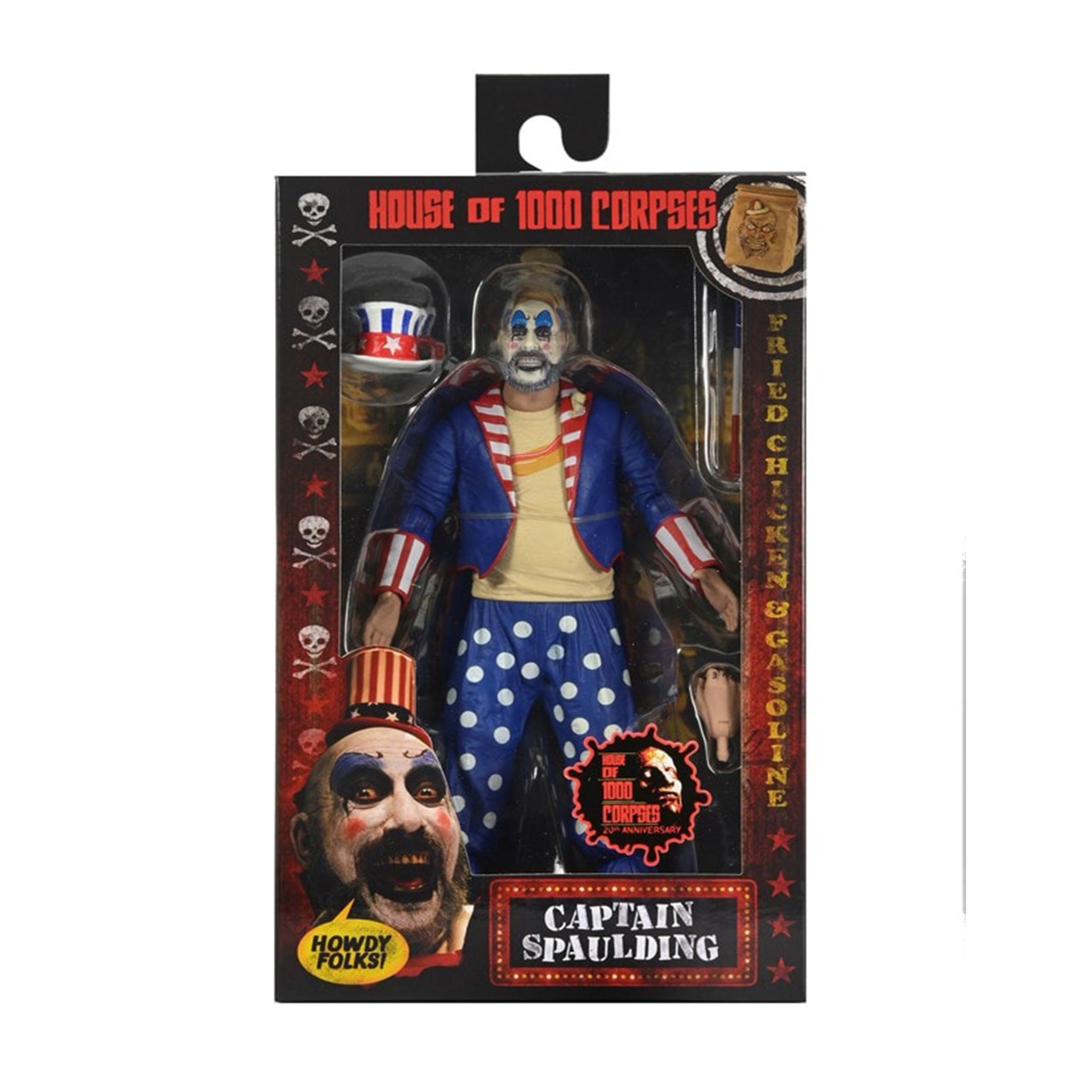 NECA House of 1000 Corpses Captain Spaulding In Tailcoat 20th Anniversary Action Figure 18cm – House of 1000 Corpses, NECA, 18 cm, brand new collector item, Uncanny Collectibles Dublin Ireland