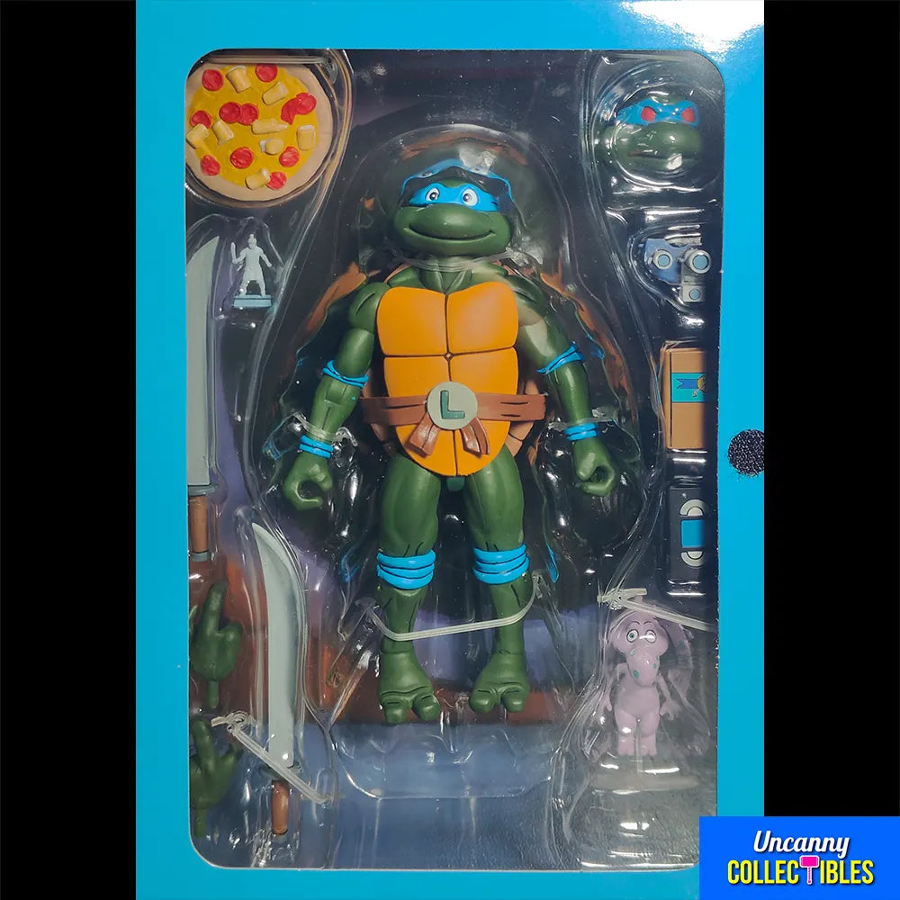 NECA Teenage Mutant Ninja Turtles Leonardo Ultimate Pizza Club VHS Action Figure – Teenage Mutant Ninja Turtles, NECA, 18 cm, brand new collector item, Uncanny Collectibles Dublin Ireland