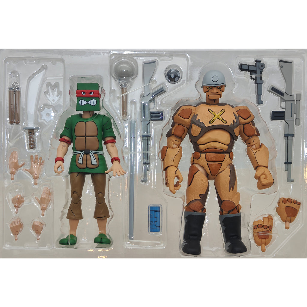 NECA Teenage Mutant Ninja Turtles Crooked Ninja Turtle Gang And Rock Soldier Cartoon 2-Pack 2022 18cm – Teenage Mutant Ninja Turtles, NECA, 18 cm, 2022, pre-owned collector piece, Uncanny Collectibles Dublin Ireland
