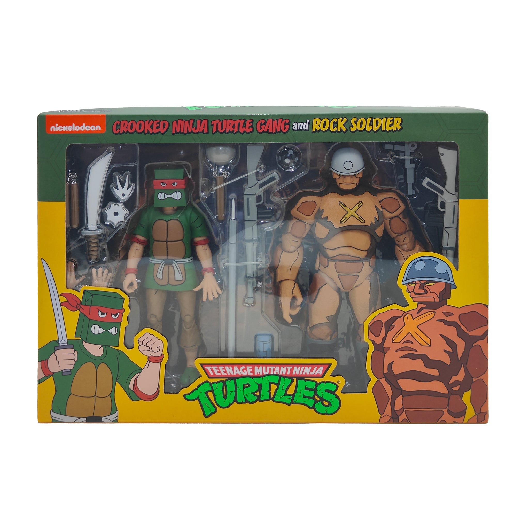NECA Teenage Mutant Ninja Turtles Crooked Ninja Turtle Gang And Rock Soldier Cartoon 2-Pack 2022 18cm – Teenage Mutant Ninja Turtles, NECA, 18 cm, 2022, pre-owned collector piece, Uncanny Collectibles Dublin Ireland