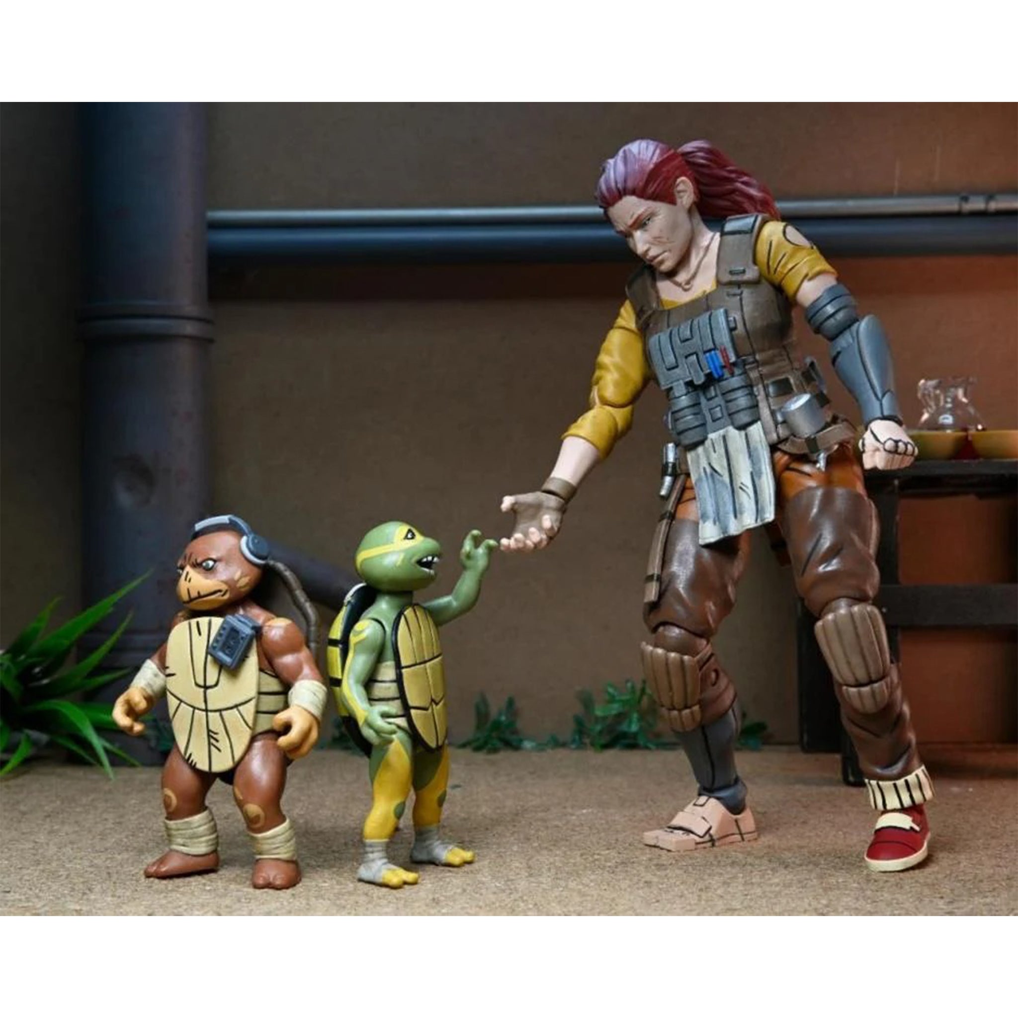 NECA Teenage Mutant Ninja Turtles Last Ronin Lost Years Grammy April with Baby Yi and Moja Action Figure