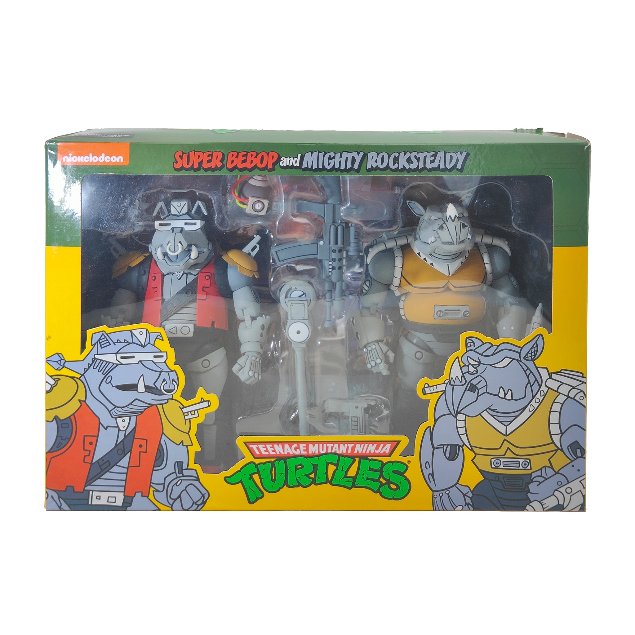 NECA Teenage Mutant Ninja Turtles Super Bebop And Mighty Rocksteady Cartoon 2-Pack 2021 18cm – Teenage Mutant Ninja Turtles, NECA, 18 cm, 2021, pre-owned collector piece, Uncanny Collectibles Dublin Ireland