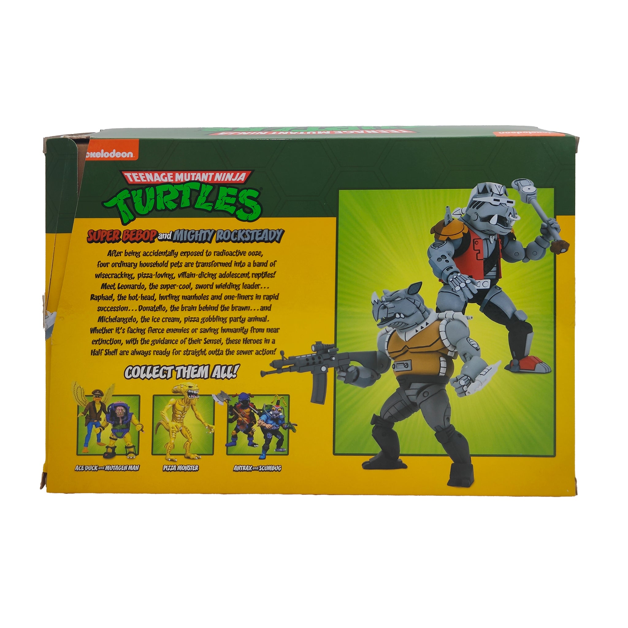 NECA Teenage Mutant Ninja Turtles Super Bebop And Mighty Rocksteady Cartoon 2-Pack 2021 18cm – Teenage Mutant Ninja Turtles, NECA, 18 cm, 2021, pre-owned collector piece, Uncanny Collectibles Dublin Ireland