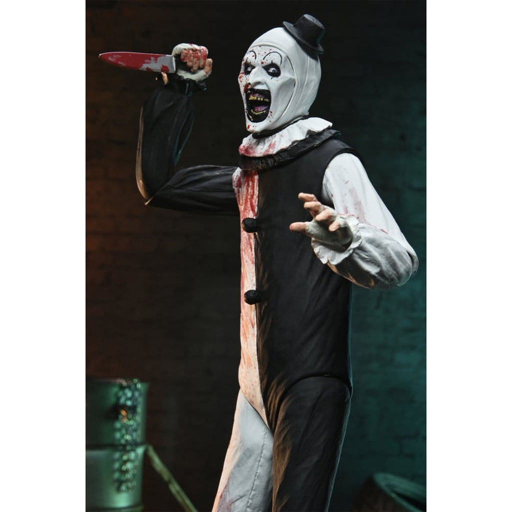 NECA Terrifier 2 Ultimate Art The Clown Blood Splattered Action Figure – Terrifier, NECA, 18 cm, brand new collector item, Uncanny Collectibles Dublin Ireland