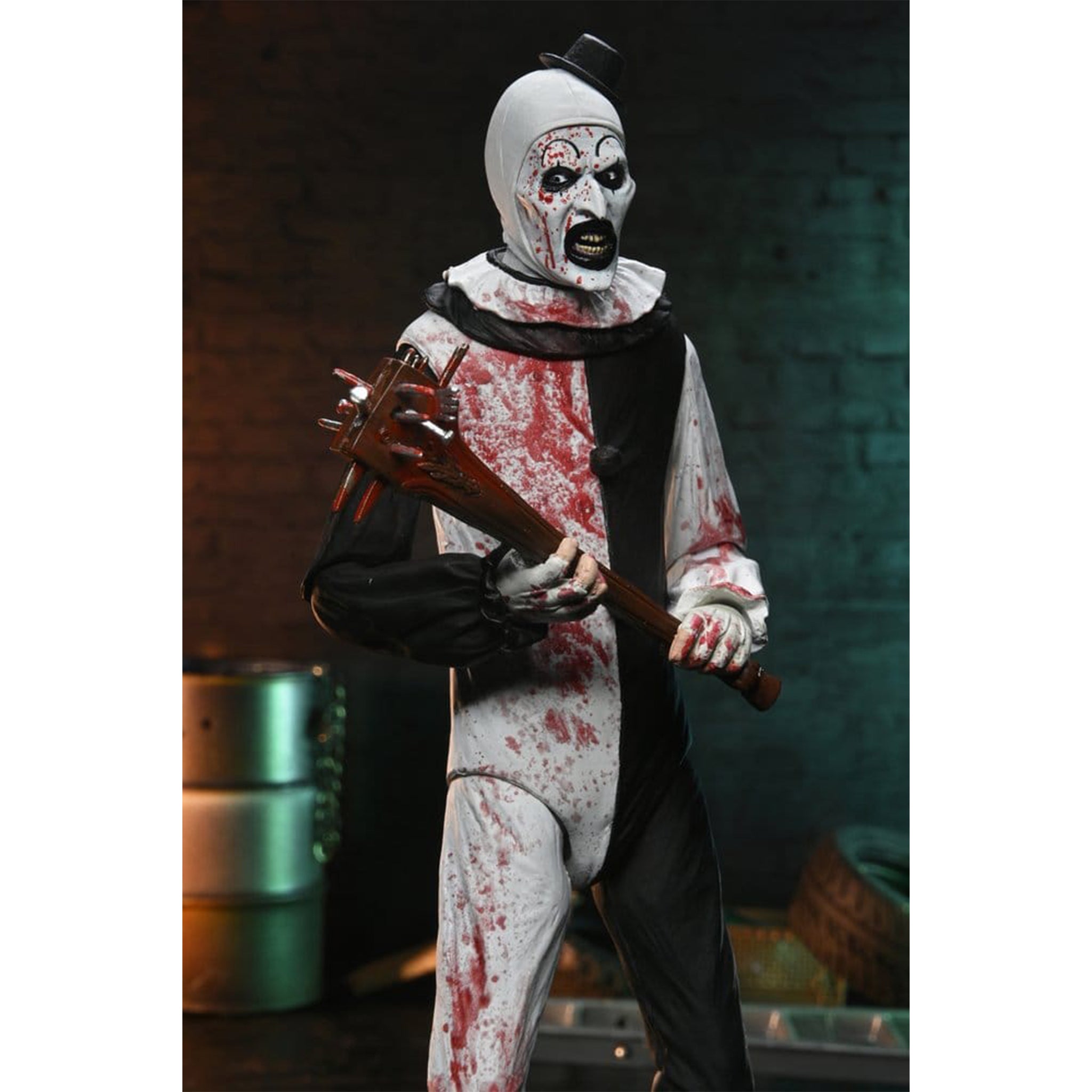 NECA Terrifier 2 Ultimate Art The Clown Blood Splattered Action Figure – Terrifier, NECA, 18 cm, brand new collector item, Uncanny Collectibles Dublin Ireland