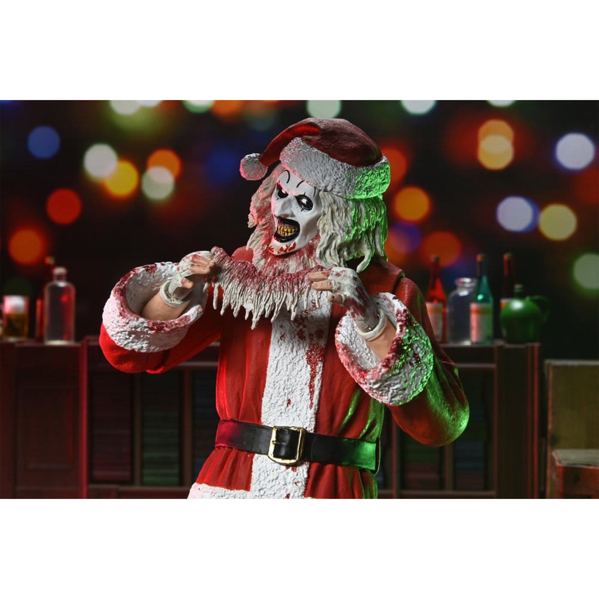 NECA Terrifier 3 Ultimate Santa Suit Art The Clown Bloody Version Action Figure – Terrifier, NECA, 18 cm, brand new collector item, Uncanny Collectibles Dublin Ireland