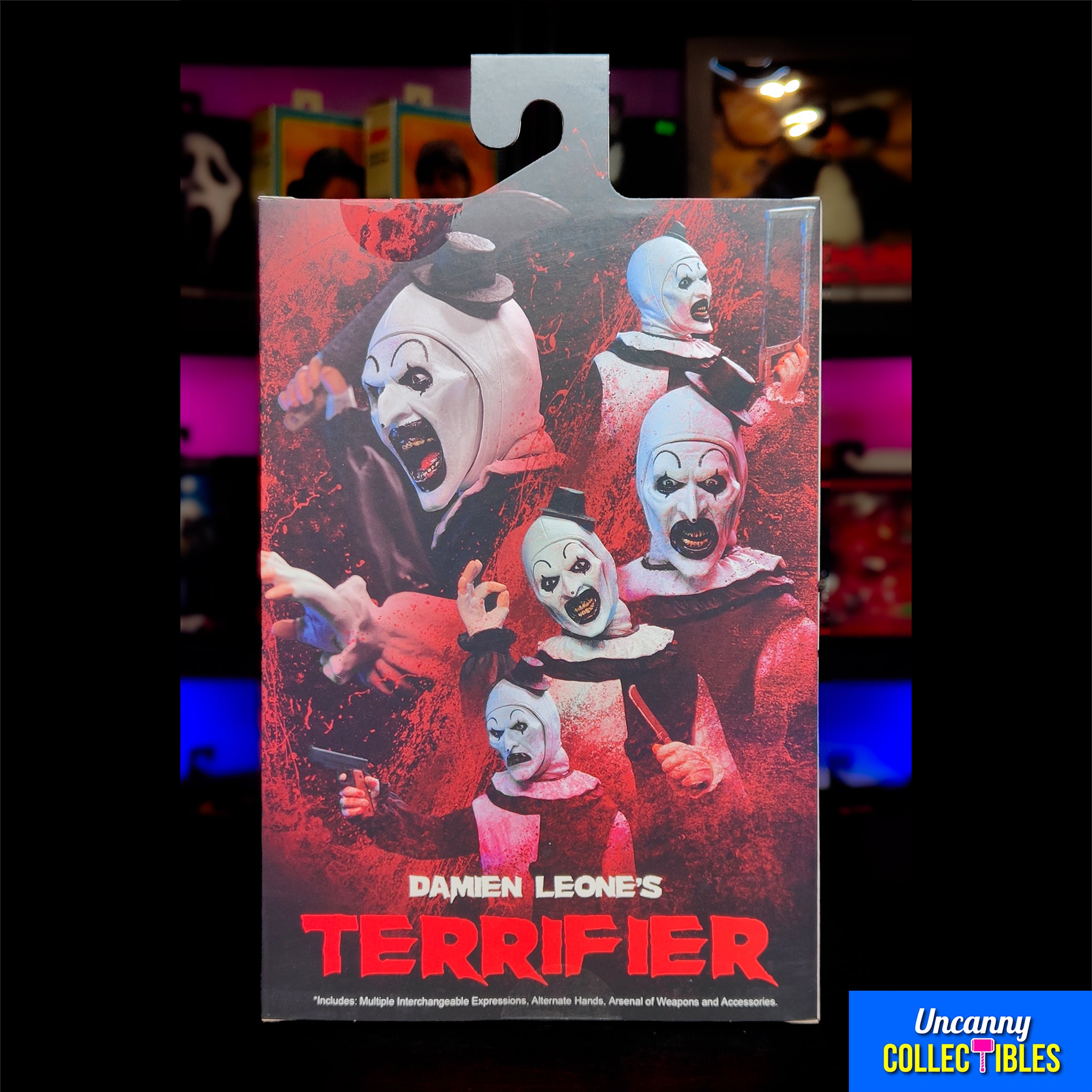 NECA Terrifier Ultimate Art the Clown Action Figure – Terrifier, NECA, 18 cm, brand new collector item, Uncanny Collectibles Dublin Ireland