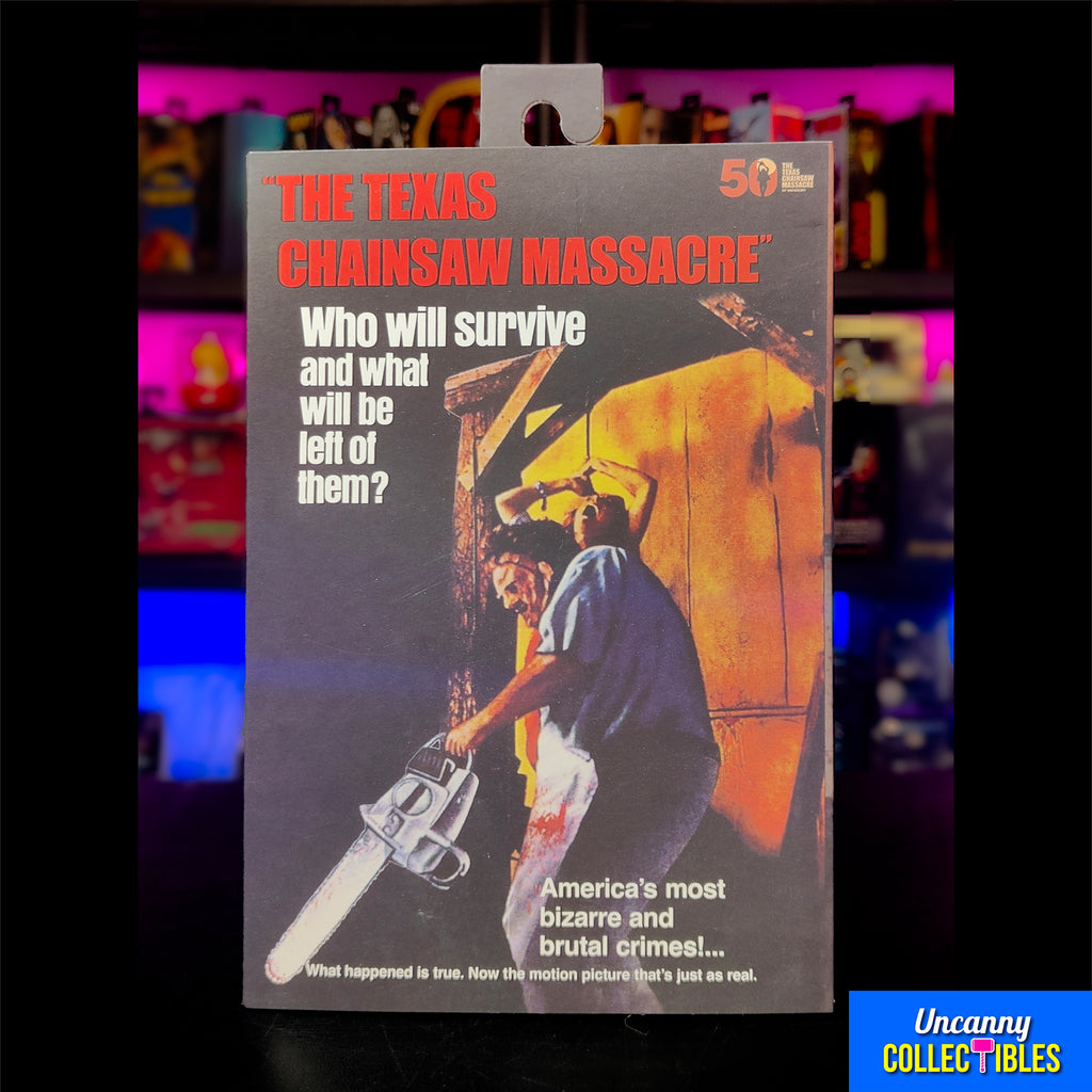 NECA Texas Chainsaw Massacre Leatherface 50th Anniversary Clothed Action Figure 20 cm – Texas Chainsaw Massacre, NECA, 20 cm, 2024, brand new collector item, Uncanny Collectibles Dublin Ireland