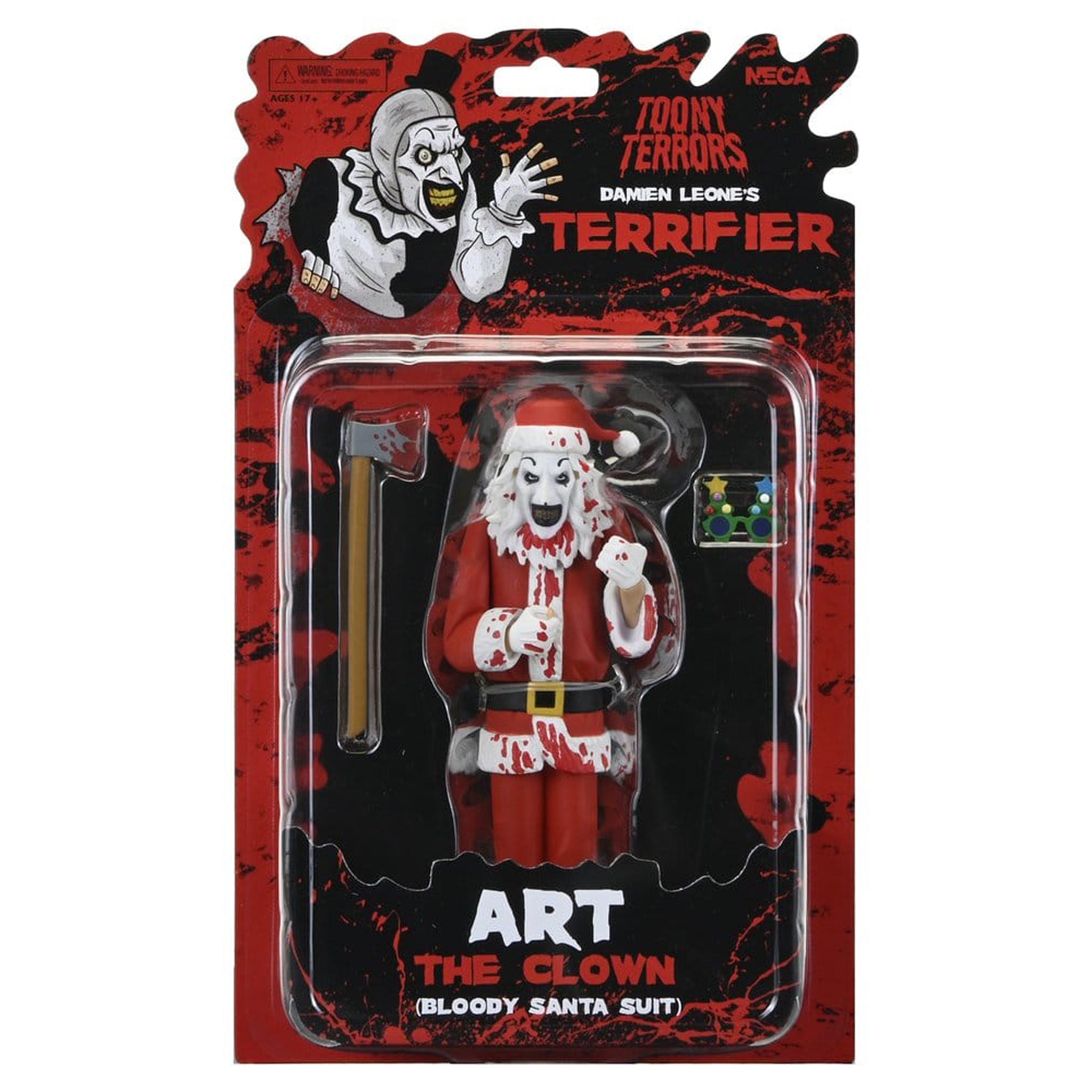 NECA Toony Terrors Terrifier 3 Santa Suit Art the Clown Bloody Version Action Figure – Terrifier, NECA, 15 cm, brand new collector item, Uncanny Collectibles Dublin Ireland