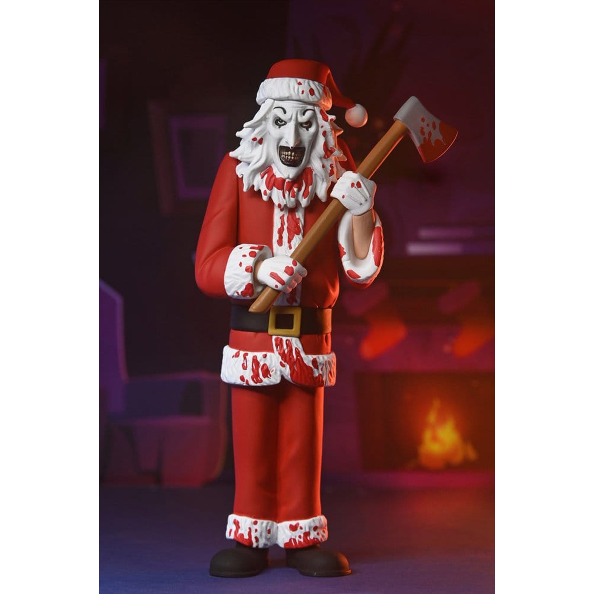 NECA Toony Terrors Terrifier 3 Santa Suit Art the Clown Bloody Version Action Figure – Terrifier, NECA, 15 cm, brand new collector item, Uncanny Collectibles Dublin Ireland