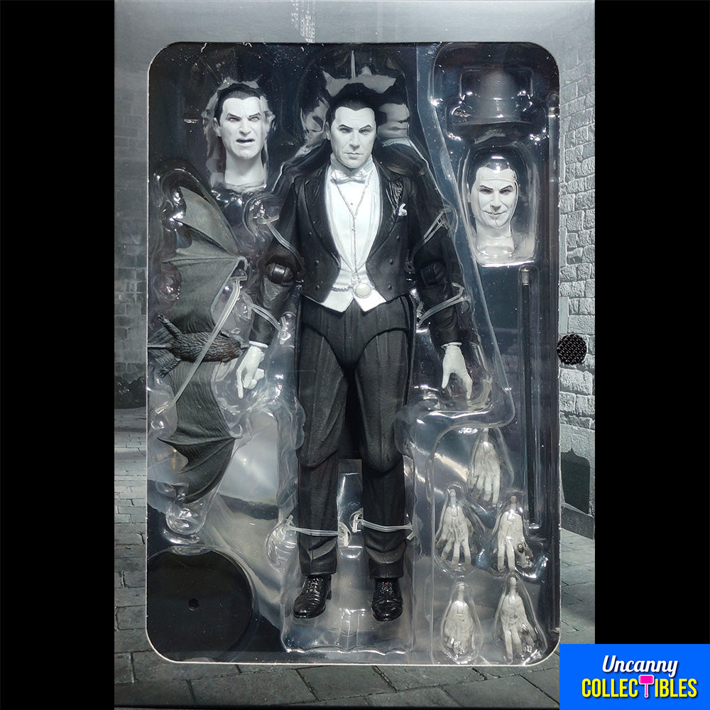 NECA Universal Monsters Ultimate Dracula Carfax Abbey Action Figure Black and White Version 18cm