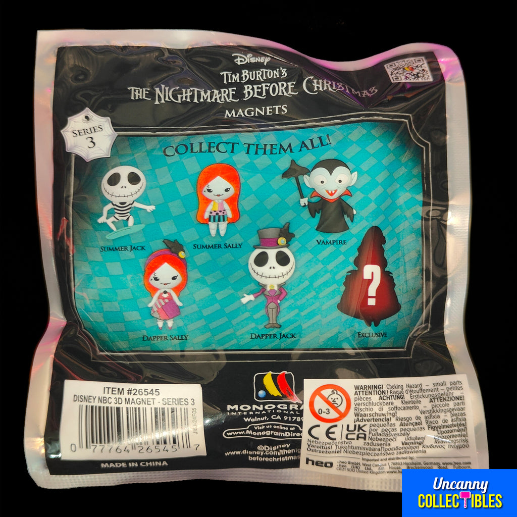 Nightmare Before Christmas 3D Magnet Series 1 - Individual Blind Bag – Nightmare Before Christmas, Monogram International, 3 cm, 2024, brand new collector item, Uncanny Collectibles Dublin Ireland