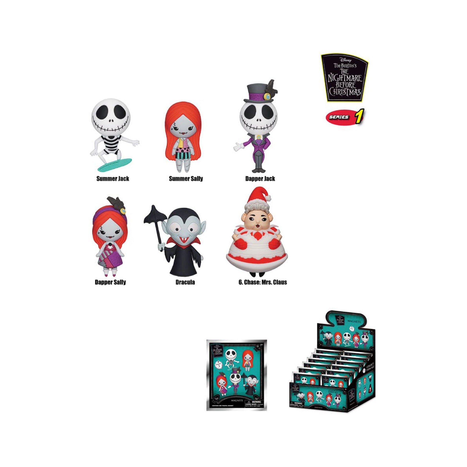 Nightmare Before Christmas 3D magnet blind bag packaging by Monogram International featuring Halloween Town characters