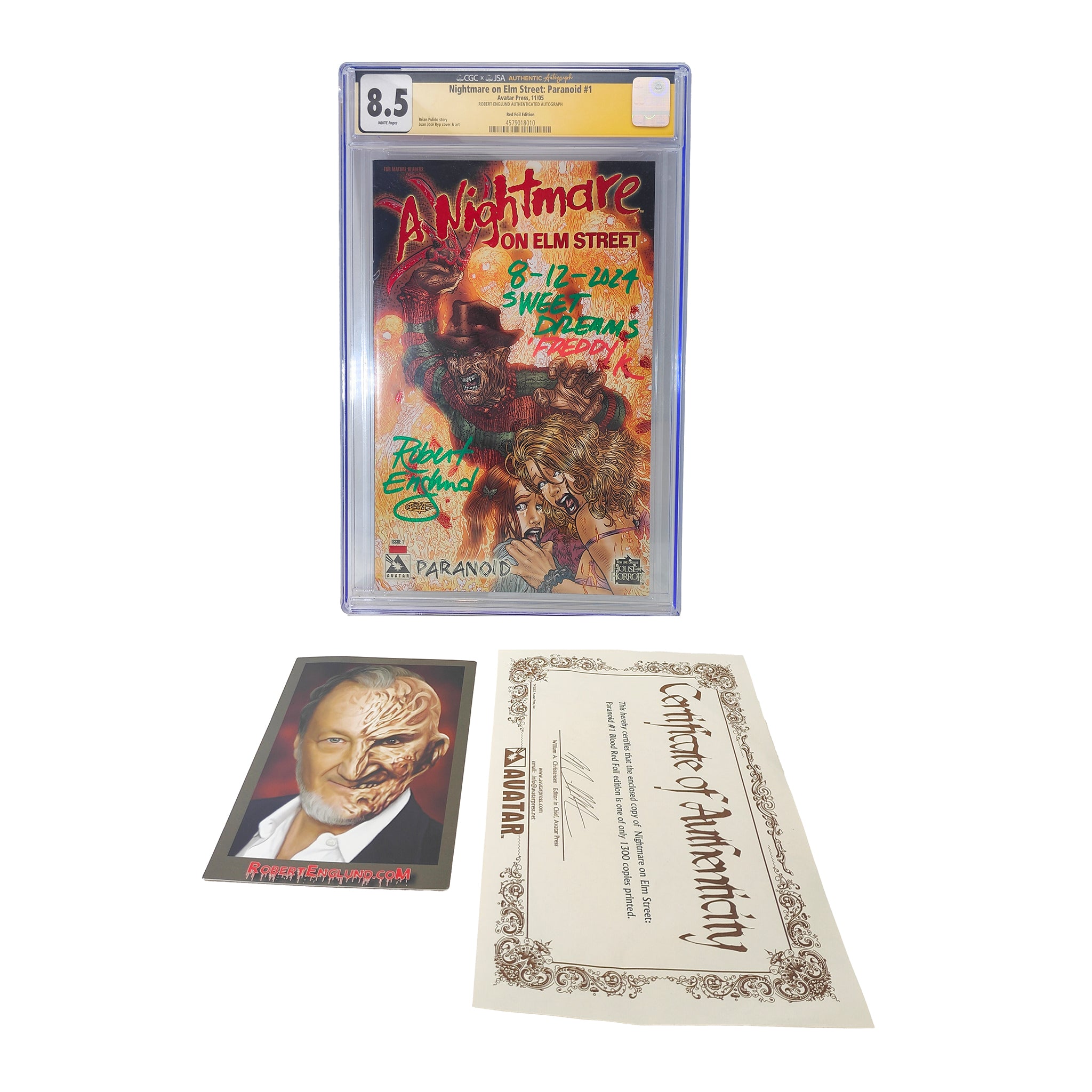 Nightmare on Elm Street Paranoid 1 Robert Englund Signed CGC 8.5 Red Foil Edition