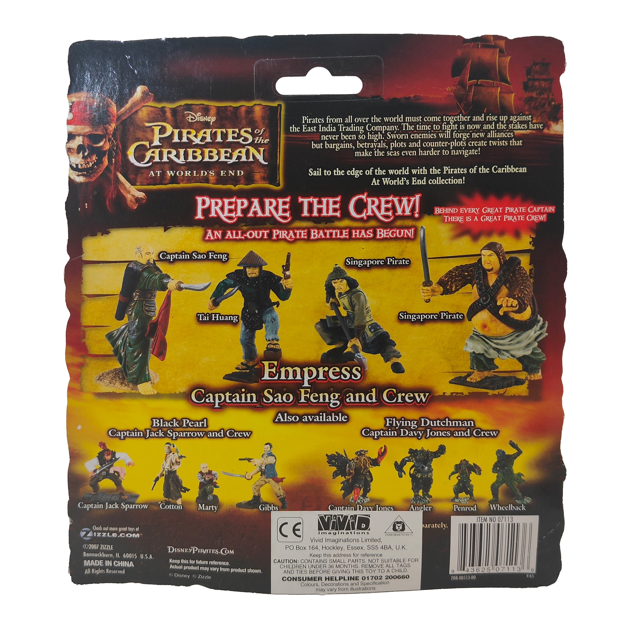 Pirates Of The Caribbean Empress Captain Sao Feng and Crew Zizzle Action Figure 2007 9cm – Movie Icons & Heroes, Vintage Brands, 9 cm, 2007, pre-owned collector piece, Uncanny Collectibles Dublin Ireland
