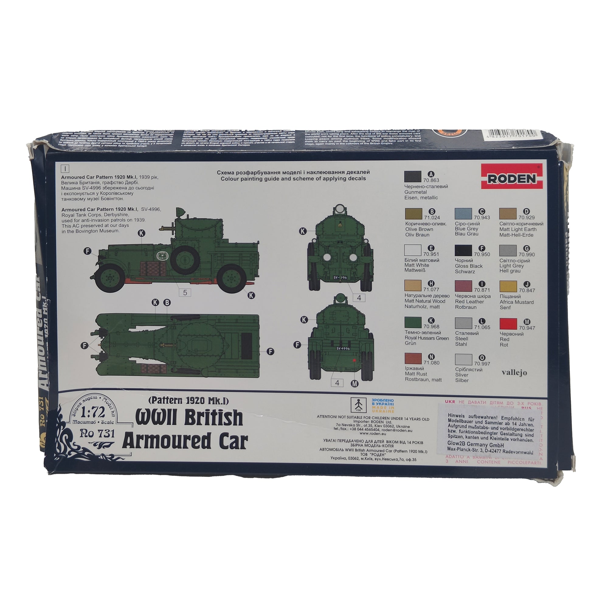 Roden 1:72 WWII British Armoured Car Pattern 1920 Mk.I Model Kit – Military, Vintage Brands, -, 1998, pre-owned collector piece, Uncanny Collectibles Dublin Ireland