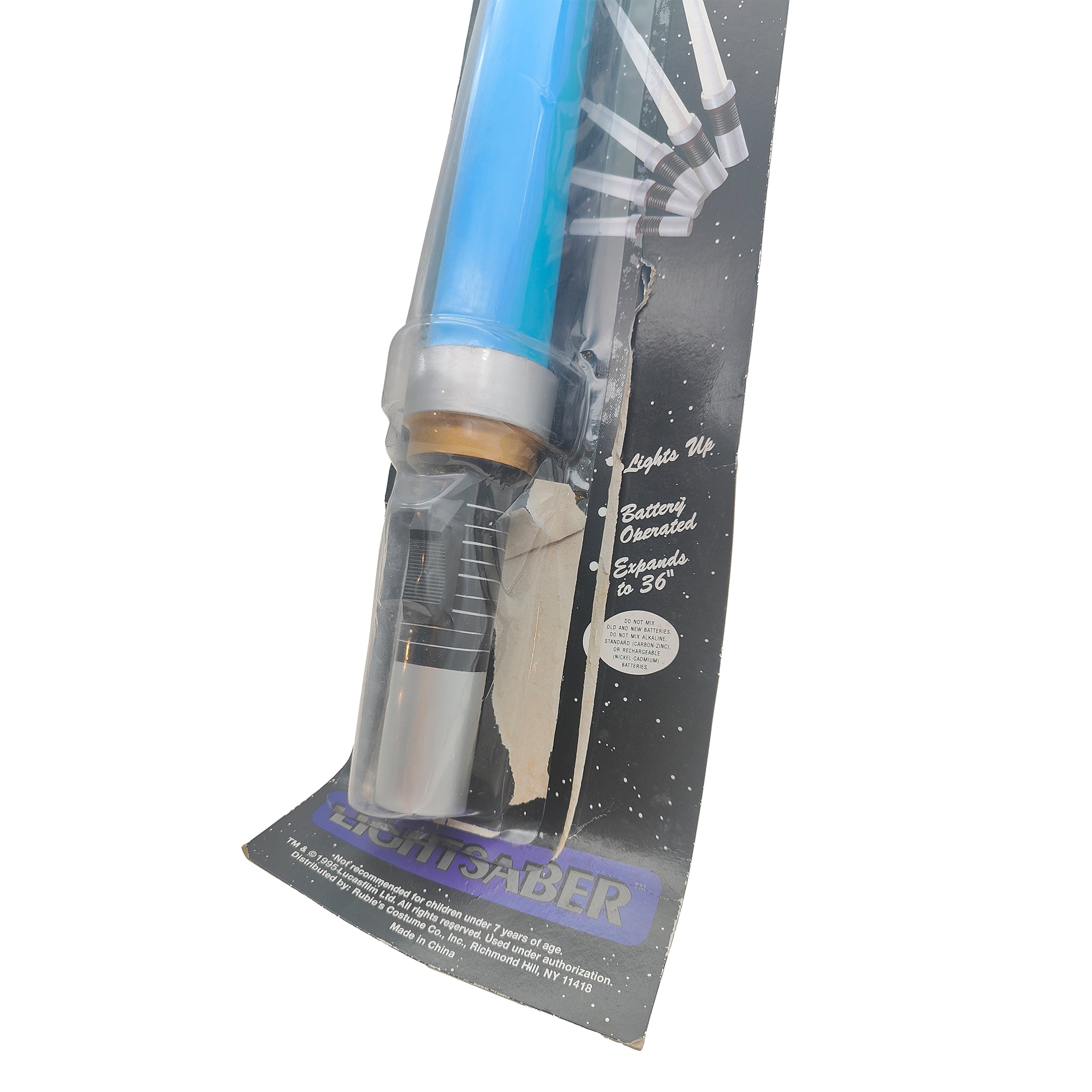 Rubies Star Wars Expandable Light Up Blue Lightsaber 1995 91cm – Star Wars, Rubie's, 91 cm, 1995, pre-owned collector piece, Uncanny Collectibles Dublin Ireland