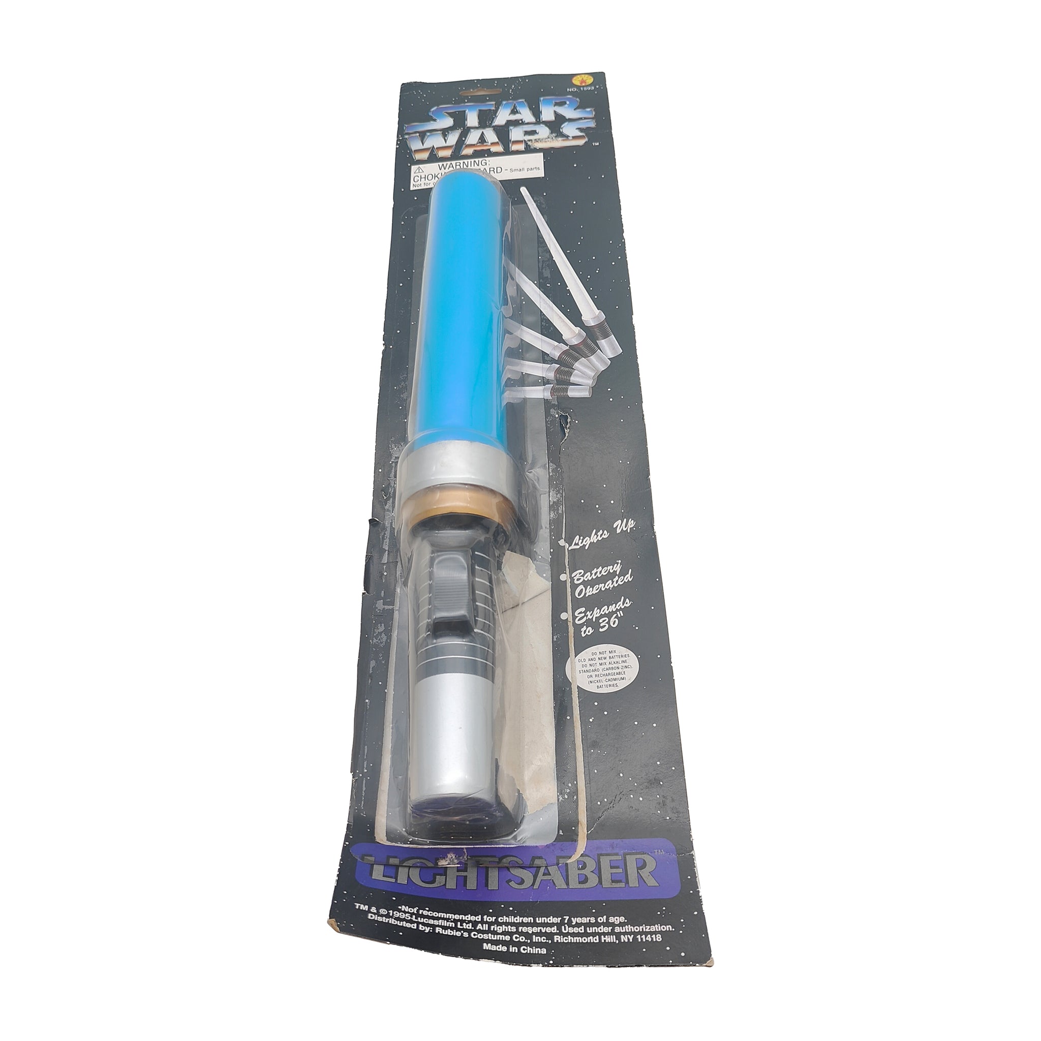 Rubies Star Wars Expandable Light Up Blue Lightsaber 1995 91cm – Star Wars, Rubie's, 91 cm, 1995, pre-owned collector piece, Uncanny Collectibles Dublin Ireland
