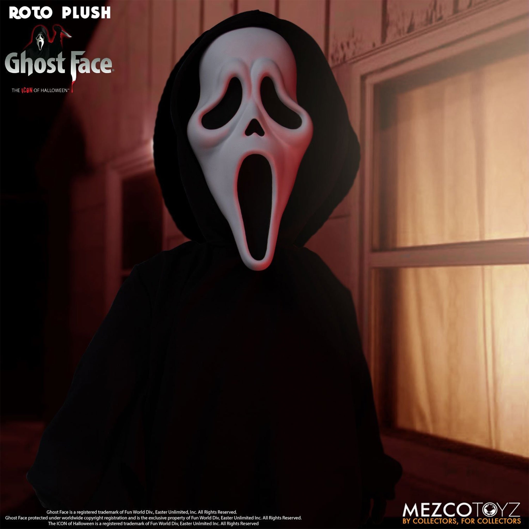 Scream Ghost Face MDS Mezco Designer Series Roto Plush Figure 46cm – Scream, Mezco Toyz, 46 cm, brand new collector item, Uncanny Collectibles Dublin Ireland