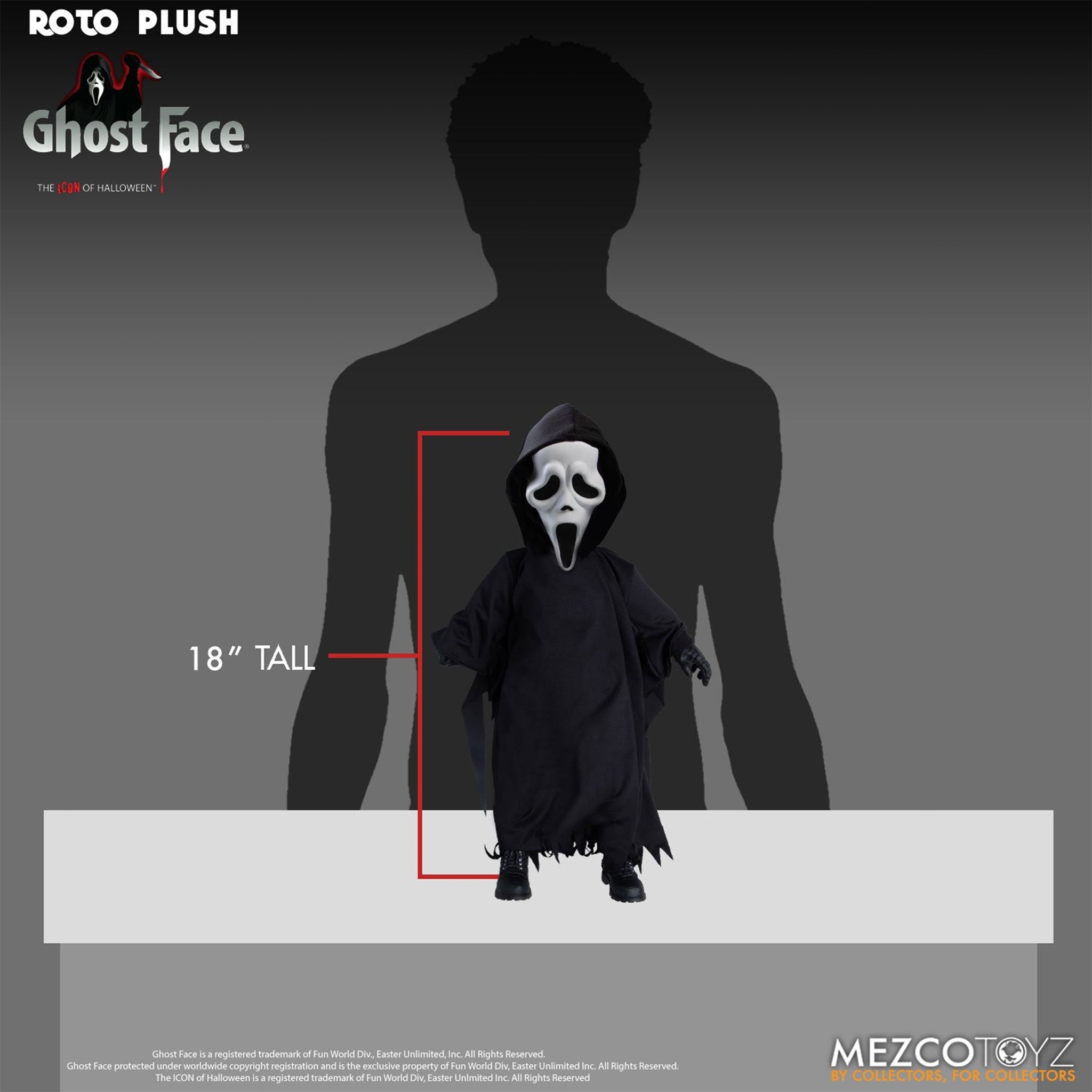Scream Ghost Face MDS Mezco Designer Series Roto Plush Figure 46cm – Scream, Mezco Toyz, 46 cm, brand new collector item, Uncanny Collectibles Dublin Ireland