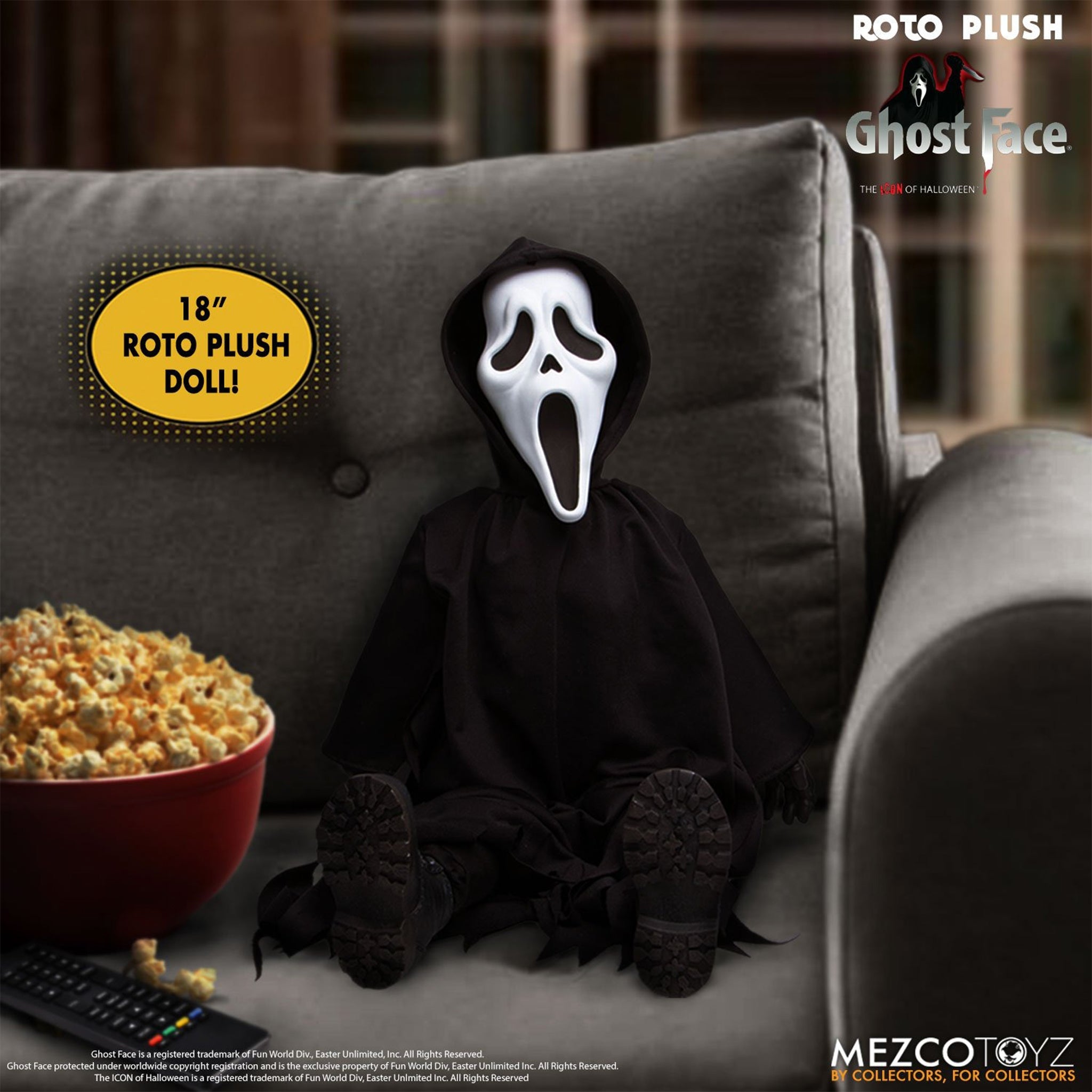Scream Ghost Face MDS Mezco Designer Series Roto Plush Figure 46cm – Scream, Mezco Toyz, 46 cm, brand new collector item, Uncanny Collectibles Dublin Ireland