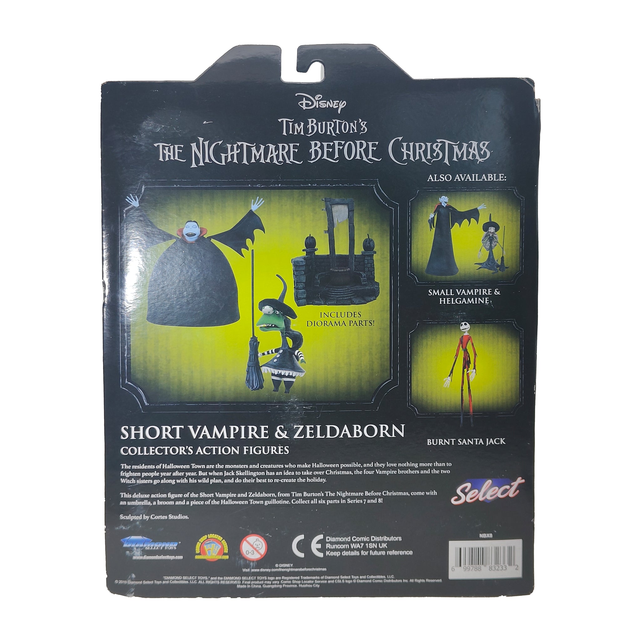 Short Vampire And Zeldaborn Nightmare Before Christmas Diamond Select Action Figure 2019 – Nightmare Before Christmas, Diamond Select Toys, 18 cm, 2019, pre-owned collector piece, Uncanny Collectibles Dublin Ireland