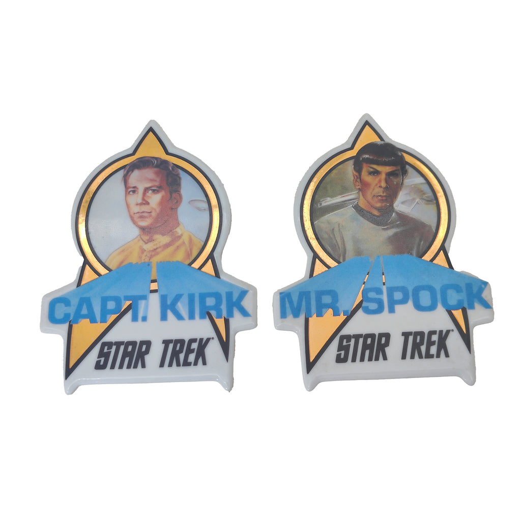 Star Trek Kirk and Spock Porcelain Trading Cards with Stands 1991 Hamilton Gifts