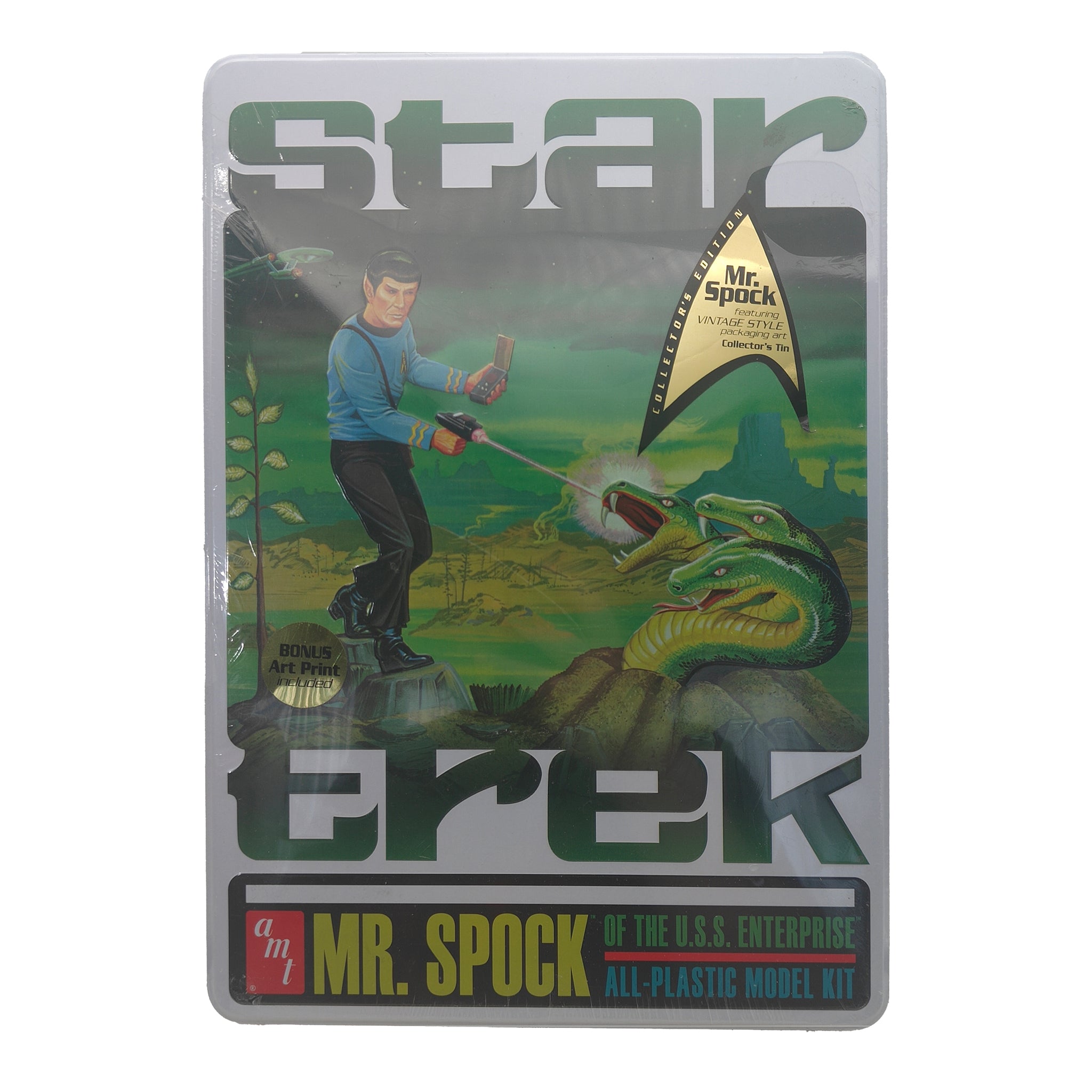 Star Trek Mr Spock AMT Plastic Model Kit 1:8 Scale Collectors Tin – TV Icons & Heroes, AMT, -, pre-owned collector piece, Uncanny Collectibles Dublin Ireland