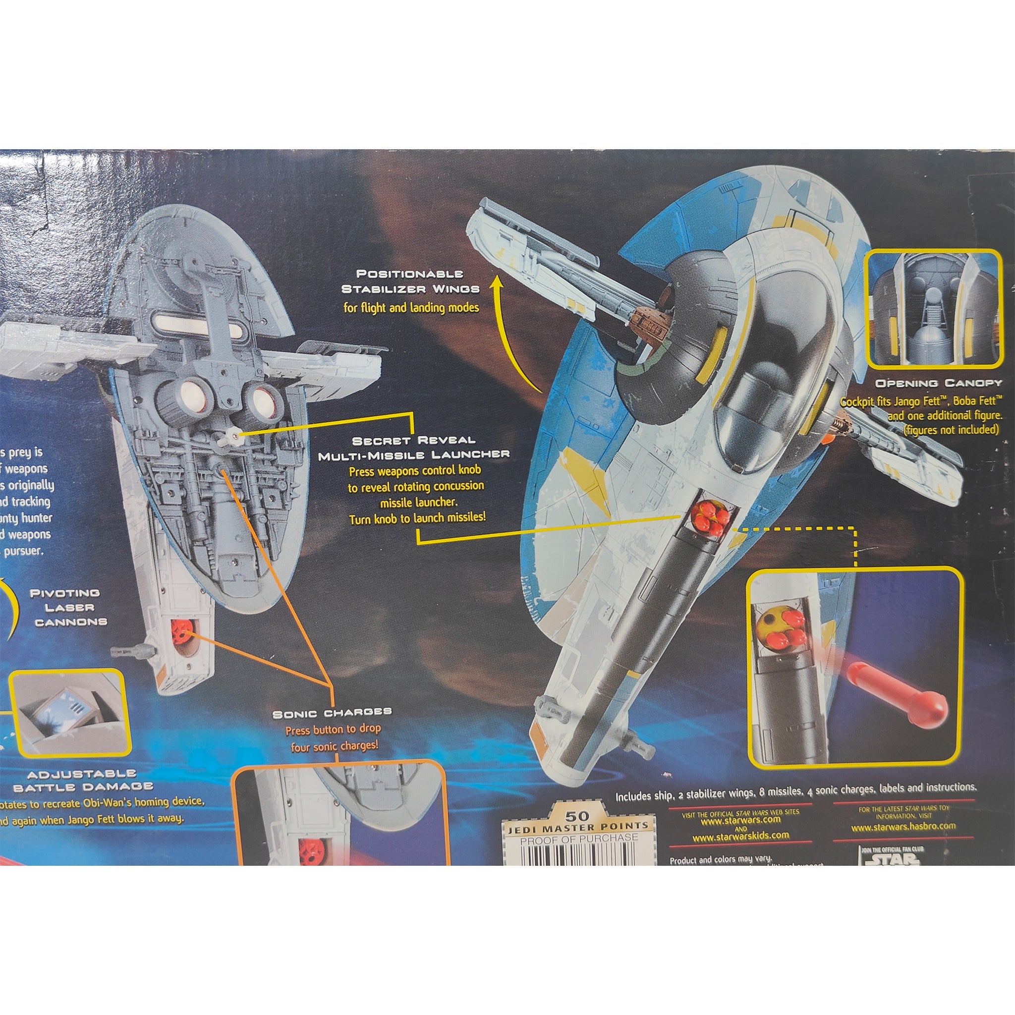 Star Wars Attack Of The Clones Jango Fetts Slave 1 3.75 Inch Scale Action Figure 2001 – Star Wars, Hasbro, 9.5 cm, 2001, pre-owned collector piece, Uncanny Collectibles Dublin Ireland