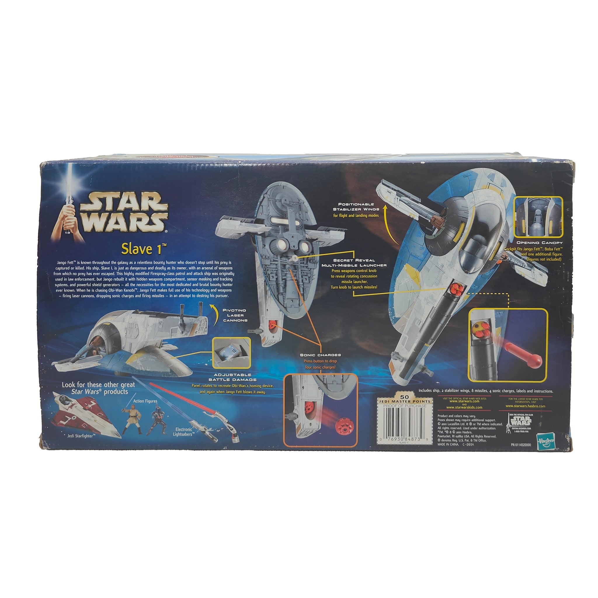 Star Wars Attack Of The Clones Jango Fetts Slave 1 3.75 Inch Scale Action Figure 2001 – Star Wars, Hasbro, 9.5 cm, 2001, pre-owned collector piece, Uncanny Collectibles Dublin Ireland