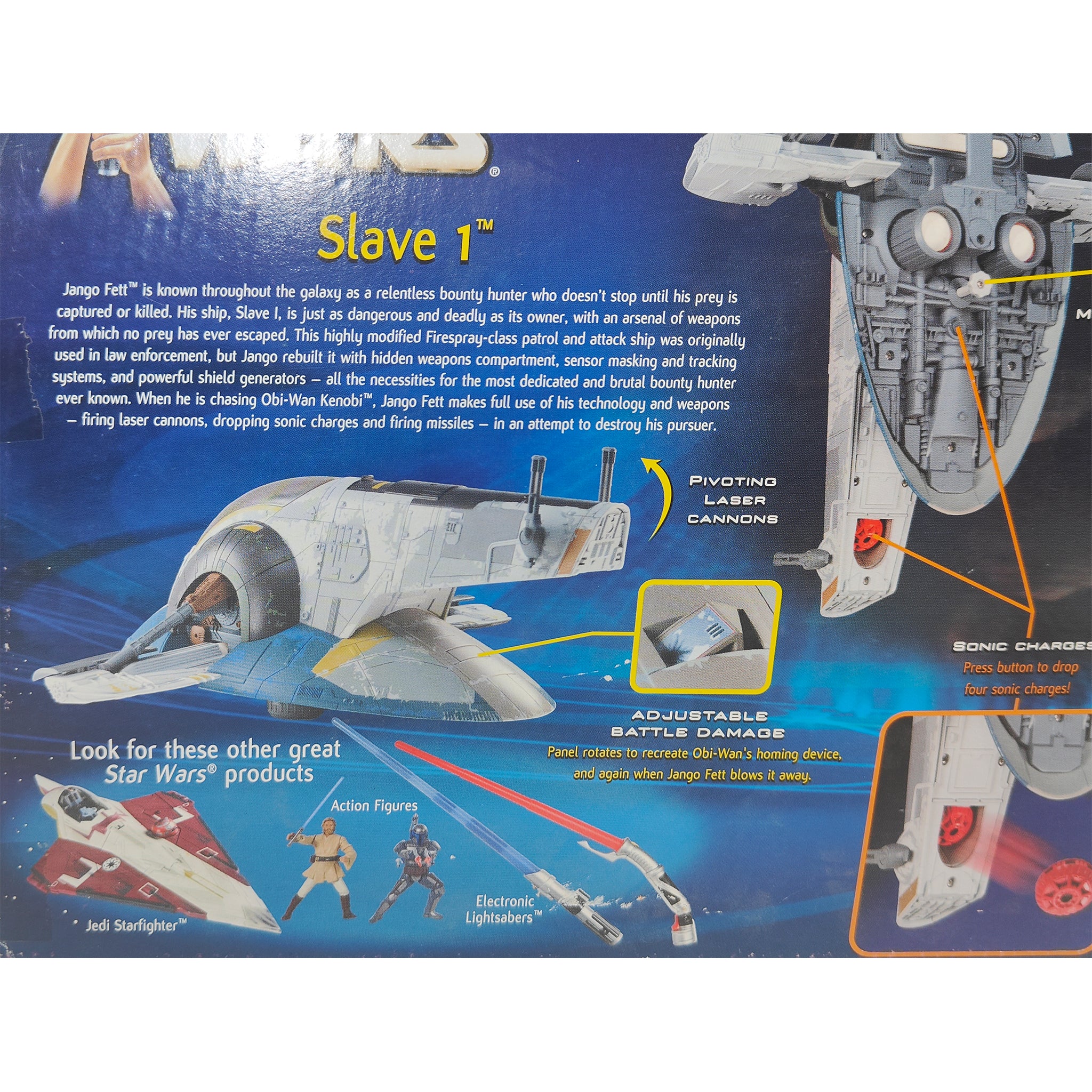 Star Wars Attack Of The Clones Jango Fetts Slave 1 3.75 Inch Scale Action Figure 2001 – Star Wars, Hasbro, 9.5 cm, 2001, pre-owned collector piece, Uncanny Collectibles Dublin Ireland