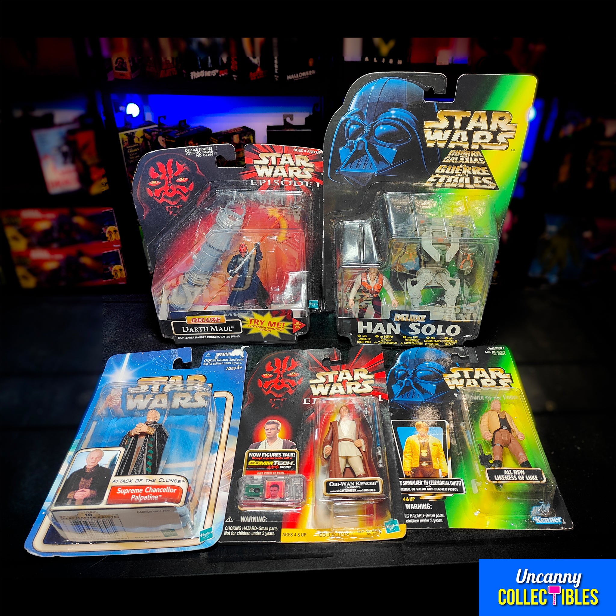 Star Wars Darth Maul Palpatine Obi Wan Luke Han 5 Figure Bundle