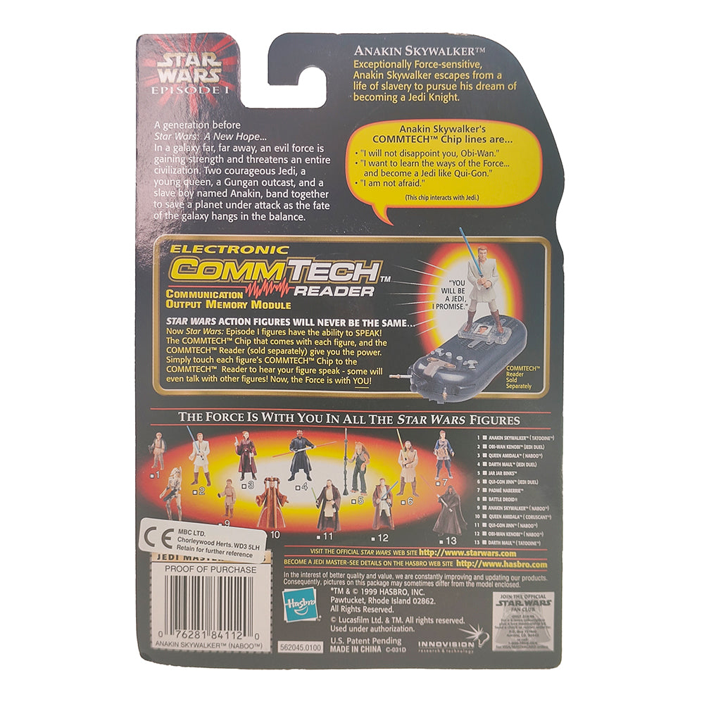 Star Wars Episode 1 Anakin Skywalker Naboo CommTech Chip 3.75 Inch Action Figure Hasbro 1999 – Star Wars, Hasbro, 9.5 cm, 1999, pre-owned collector piece, Uncanny Collectibles Dublin Ireland