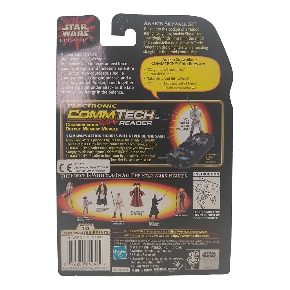 Star Wars Episode 1 Anakin Skywalker Naboo Pilot CommTech Chip 3.75 Inch Action Figure Hasbro 1999 – Star Wars, Hasbro, 9.5 cm, 1999, pre-owned collector piece, Uncanny Collectibles Dublin Ireland