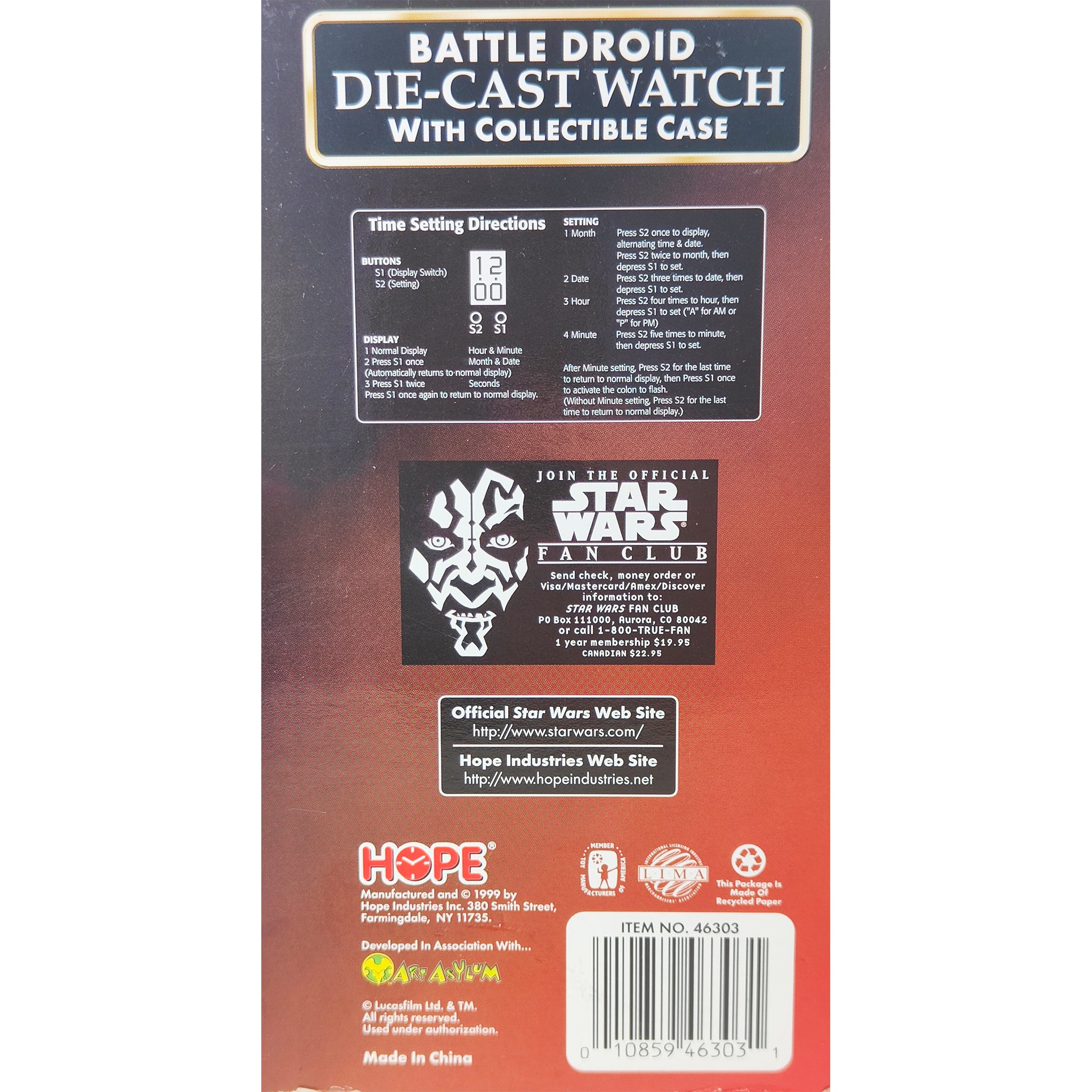 Star Wars Episode 1 Battle Droid Diecast Watch With Collectible Case 1999 – Star Wars, Vintage Brands, -, 1999, pre-owned collector piece, Uncanny Collectibles Dublin Ireland