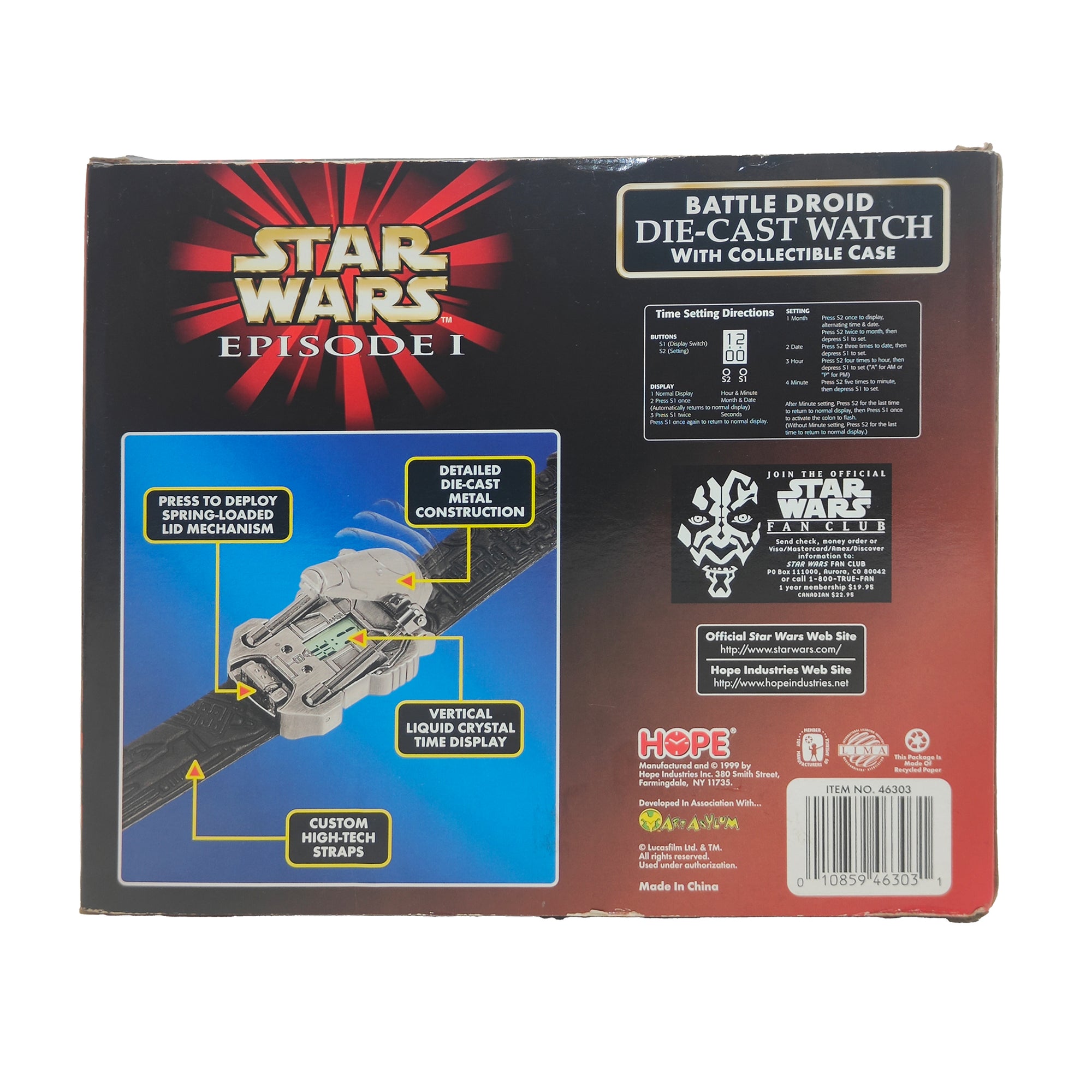 Star Wars Episode 1 Battle Droid Diecast Watch With Collectible Case 1999
