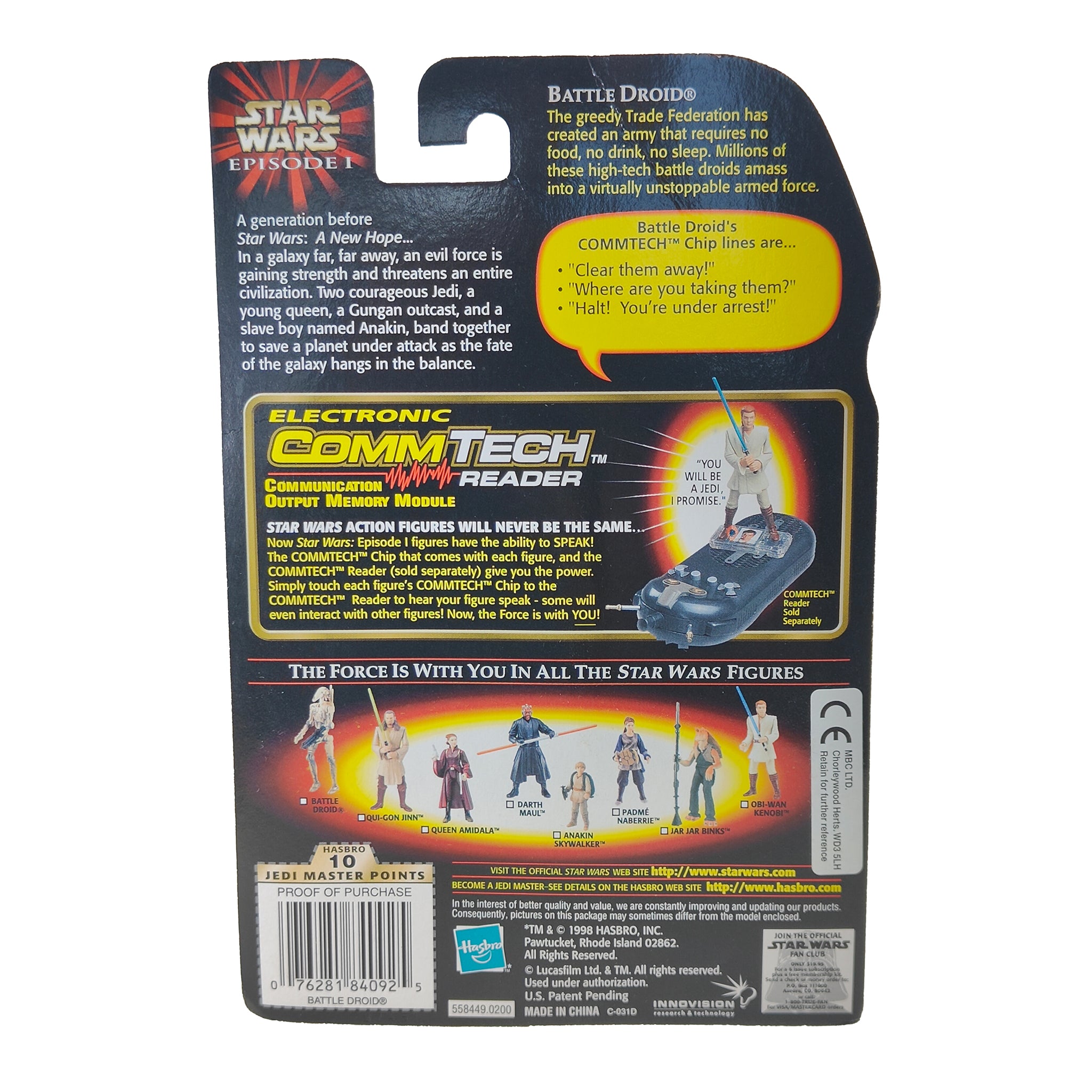 Star Wars Episode 1 Battle Droid Post Battle CommTech Chip 3.75 Inch Action Figure Hasbro 1999 – Star Wars, Hasbro, 9.5 cm, 1999, pre-owned collector piece, Uncanny Collectibles Dublin Ireland