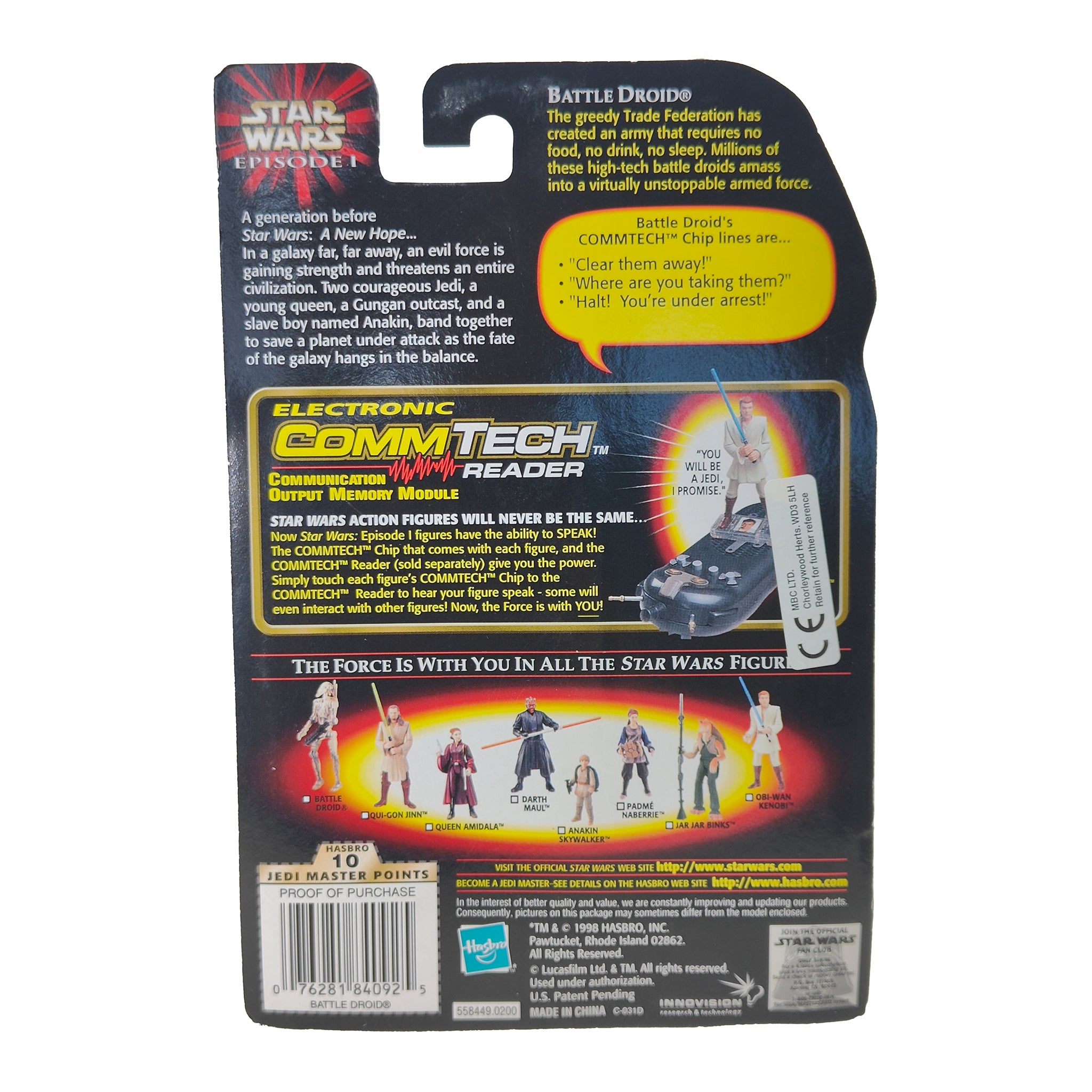 Star Wars Episode 1 Battle Droid Pre Battle CommTech Chip 3.75 Inch Action Figure Hasbro 1999 – Star Wars, Hasbro, 9.5 cm, 1999, pre-owned collector piece, Uncanny Collectibles Dublin Ireland