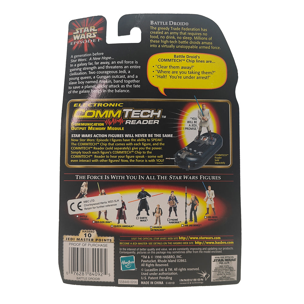 Star Wars Episode 1 Battle Droid CommTech Chip 3.75 Inch Action Figure Hasbro 1999 – Star Wars, Hasbro, 9.5 cm, 1999, pre-owned collector piece, Uncanny Collectibles Dublin Ireland