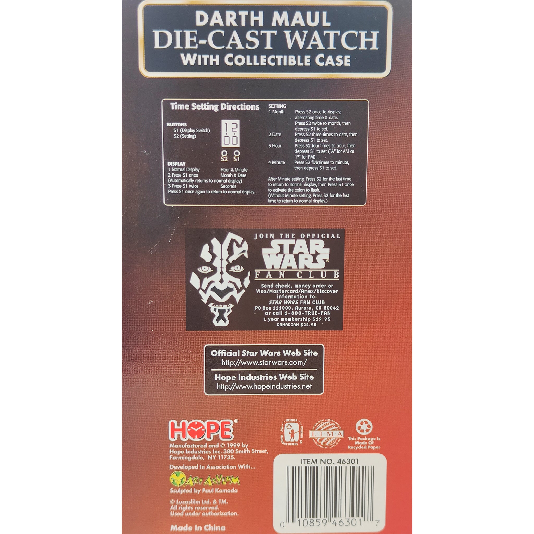 Star Wars Episode 1 Darth Maul Diecast Watch With Collectible Case 1999 – Star Wars, Vintage Brands, -, 1999, pre-owned collector piece, Uncanny Collectibles Dublin Ireland