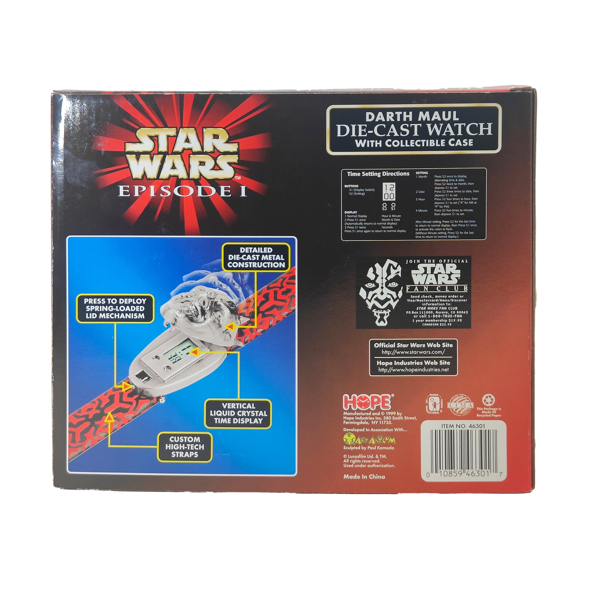 Star Wars Episode 1 Darth Maul Diecast Watch With Collectible Case 1999