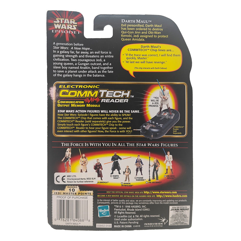 Star Wars Episode 1 Darth Maul Jedi Duel CommTech Chip 3.75 Inch Action Figure Hasbro 1999 – Star Wars, Hasbro, 9.5 cm, 1999, pre-owned collector piece, Uncanny Collectibles Dublin Ireland