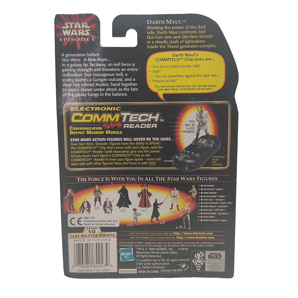 Star Wars Episode 1 Darth Maul Sith Lord CommTech Chip 3.75 Inch Action Figure Hasbro 1999 – Star Wars, Hasbro, 9.5 cm, 1999, pre-owned collector piece, Uncanny Collectibles Dublin Ireland