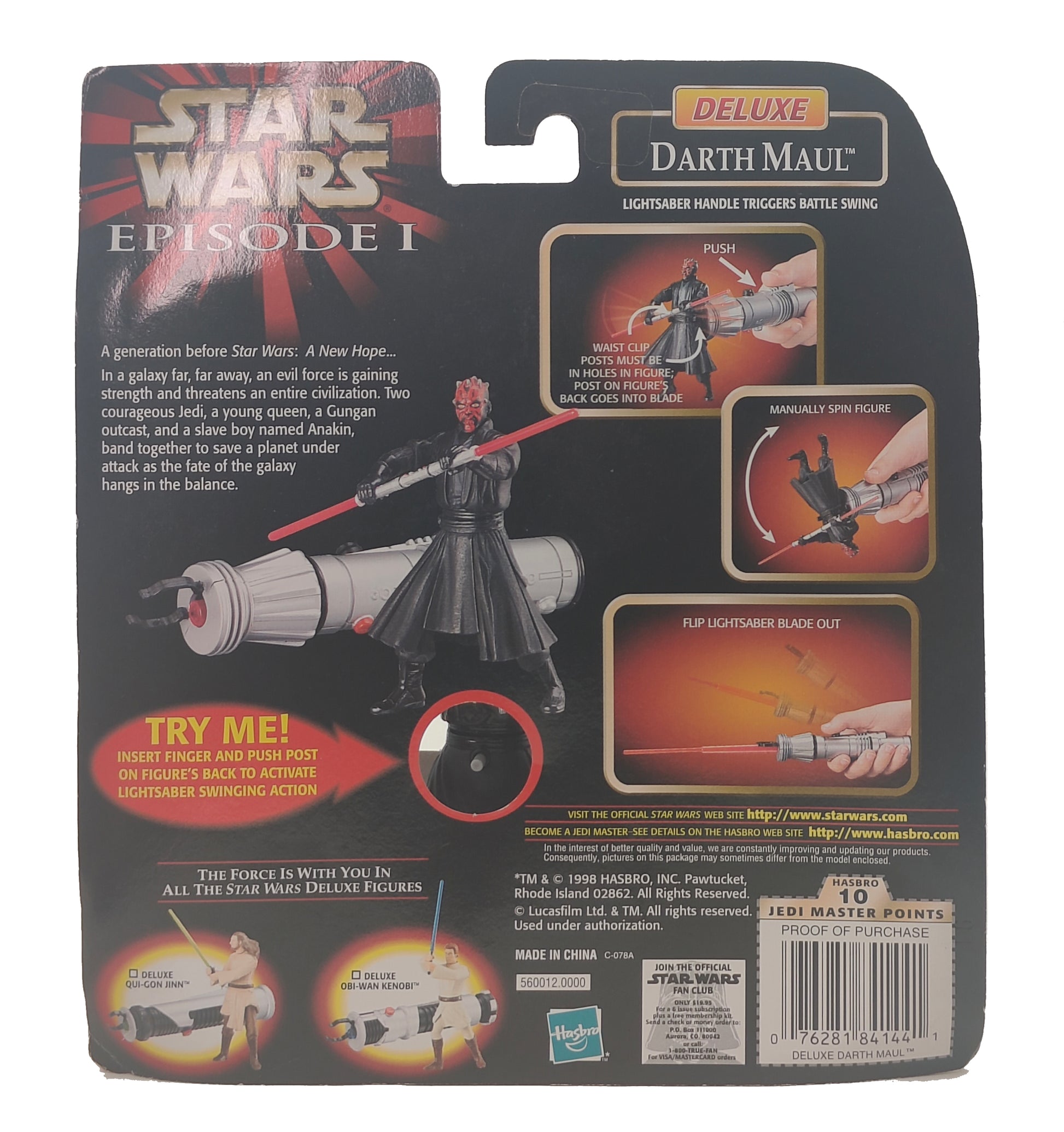 Buy Star Wars Episode 1 Deluxe Darth Maul 3 75 Inch Action Figure With Lightsaber Handle Hasbro 1998 collectible online at Uncanny Collectibles
