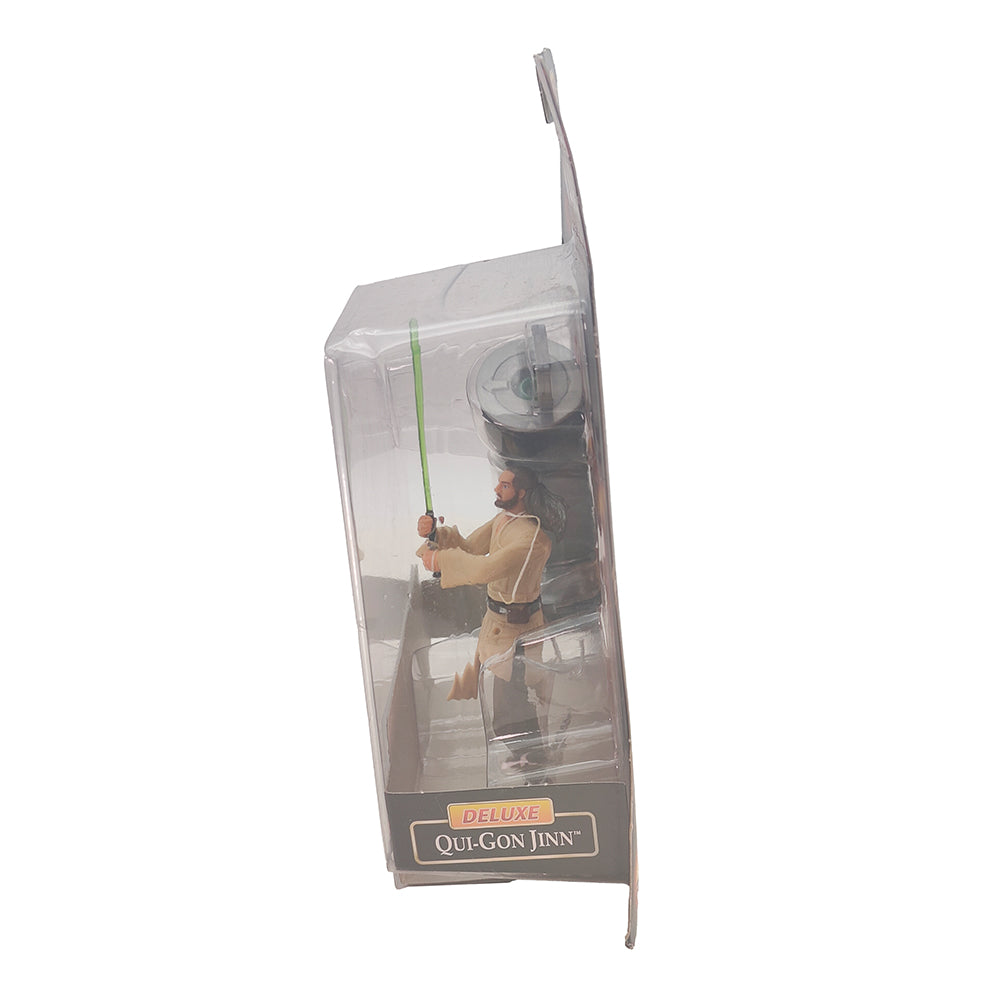 Star Wars Episode 1 Deluxe Qui Gon Jinn 3.75 Inch Action Figure With Lightsaber Handle Hasbro 1999 – Star Wars, Hasbro, 9.5 cm, 1999, pre-owned collector piece, Uncanny Collectibles Dublin Ireland
