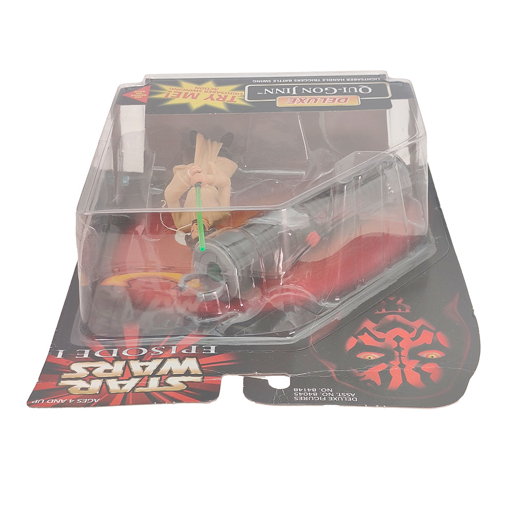Star Wars Episode 1 Deluxe Qui Gon Jinn 3.75 Inch Action Figure With Lightsaber Handle Hasbro 1999 – Star Wars, Hasbro, 9.5 cm, 1999, pre-owned collector piece, Uncanny Collectibles Dublin Ireland