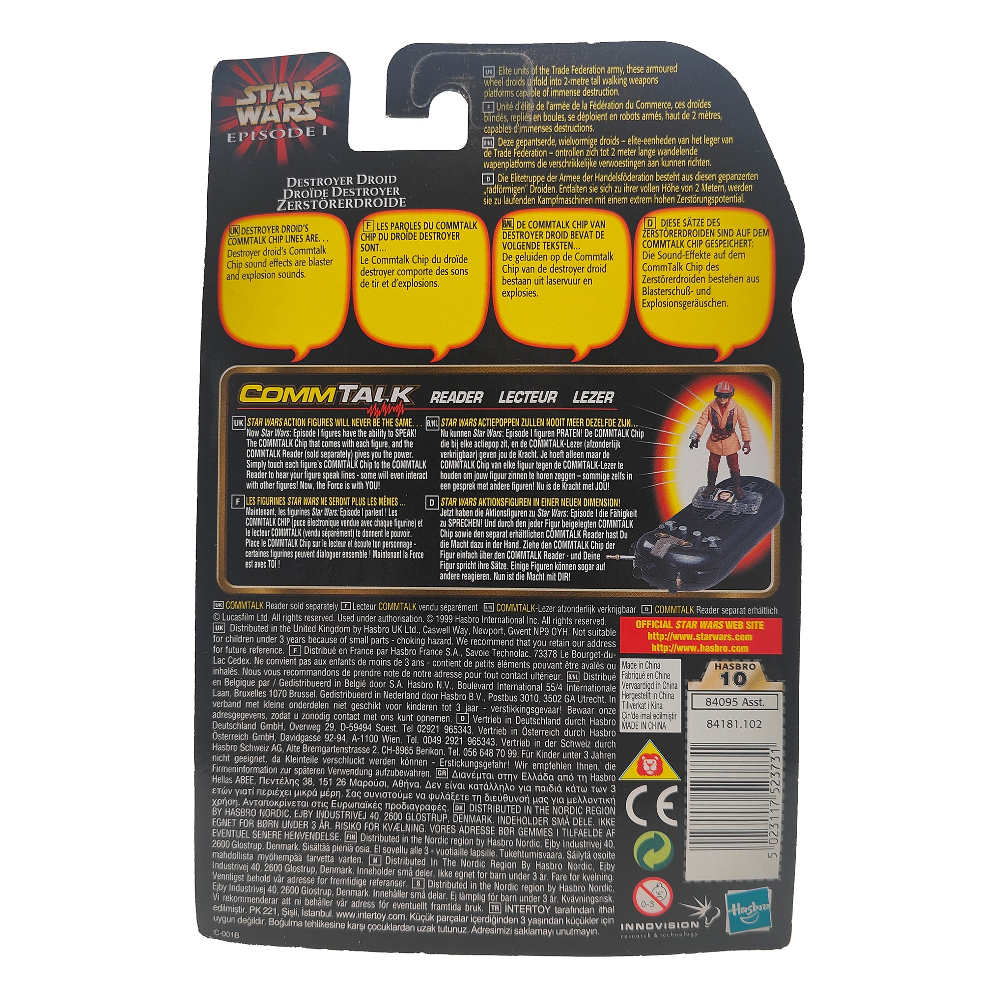 Star Wars Episode 1 Destroyer Droid Droid CommTech Chip 3.75 Inch Action Figure Hasbro 1999 – Star Wars, Hasbro, 9.5 cm, 1999, pre-owned collector piece, Uncanny Collectibles Dublin Ireland